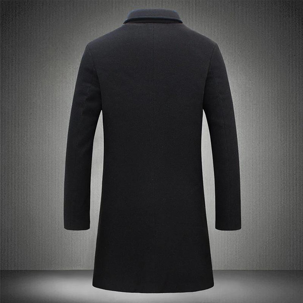 Elegant and Fashionable Black Single Breasted Wool-Like Overcoat Men Top Coat - Picture 22 of 27