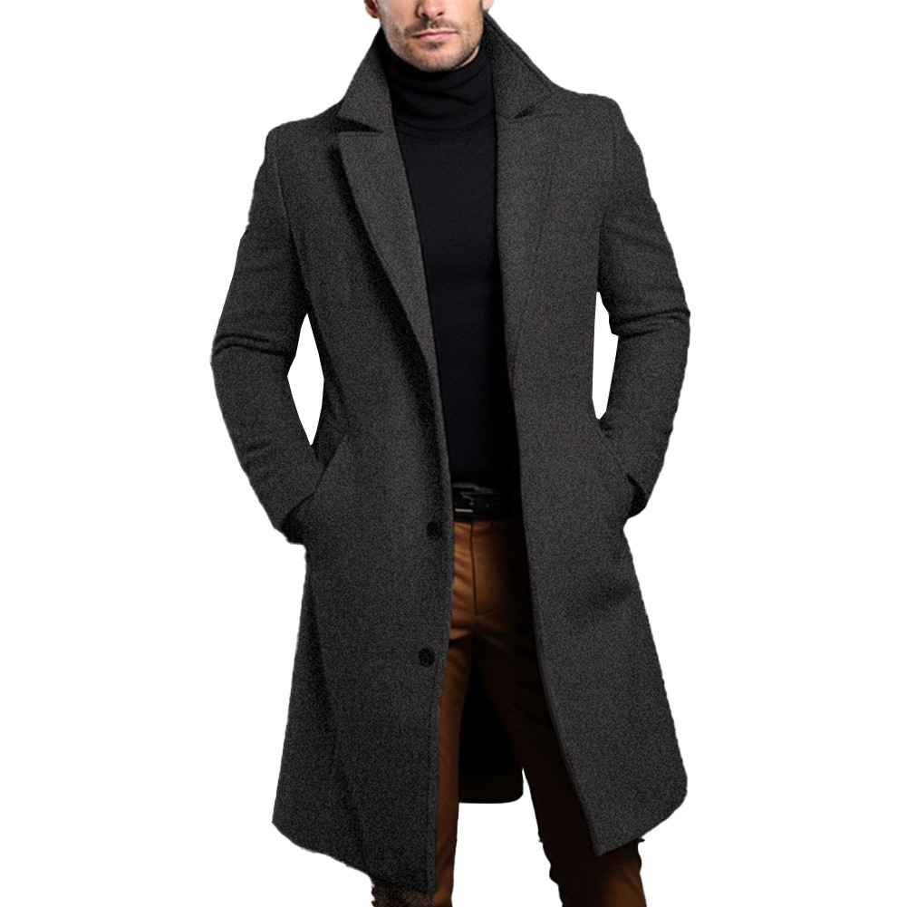 Elegant and Fashionable Black Single Breasted Wool-Like Overcoat Men Top Coat - Picture 26 of 27