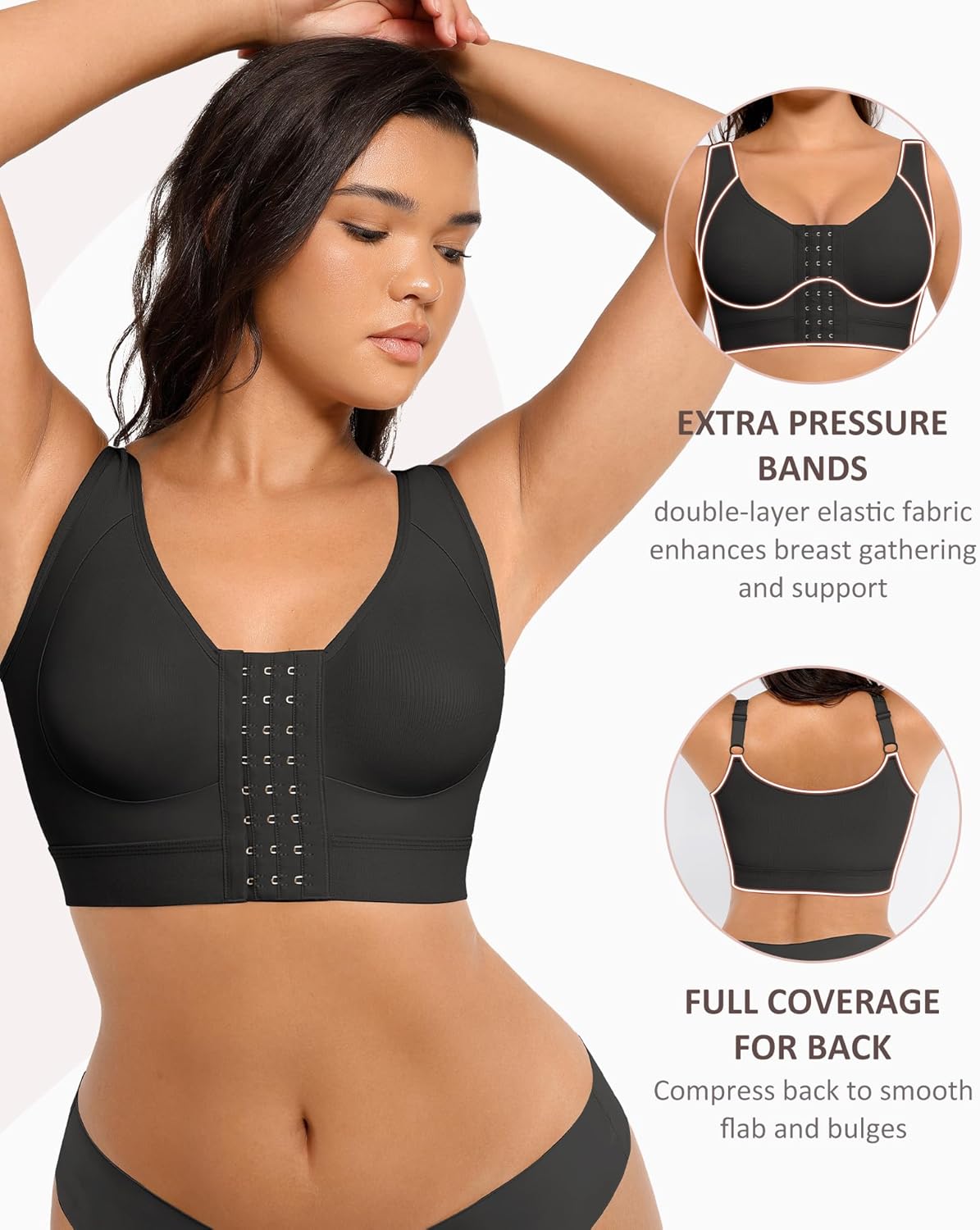 Post Surgery Bra Front Closure Compression Bra Wirefree Mastectomy Bra - Picture 27 of 42