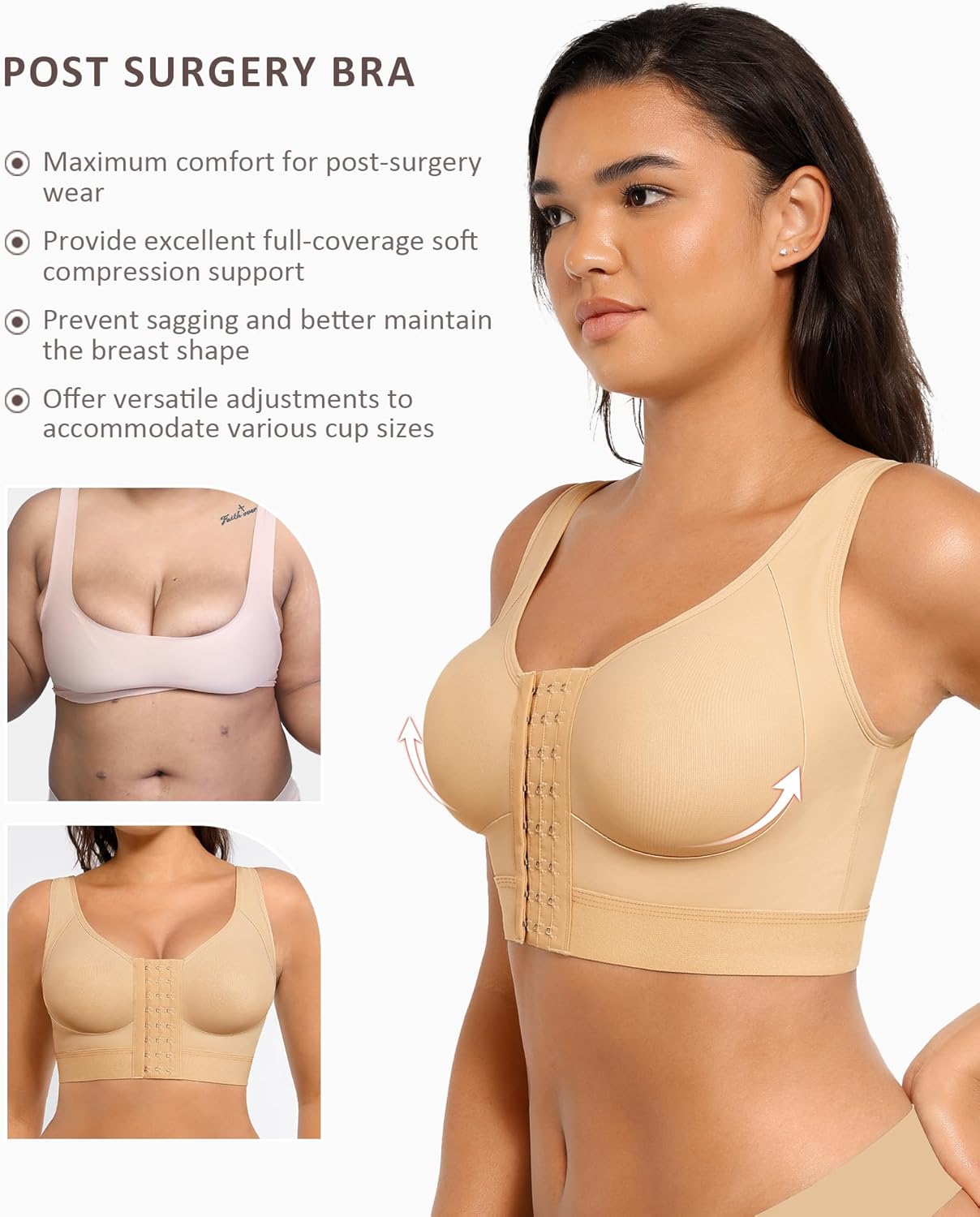 Post Surgery Bra Front Closure Compression Bra Wirefree Mastectomy Bra - Picture 35 of 42