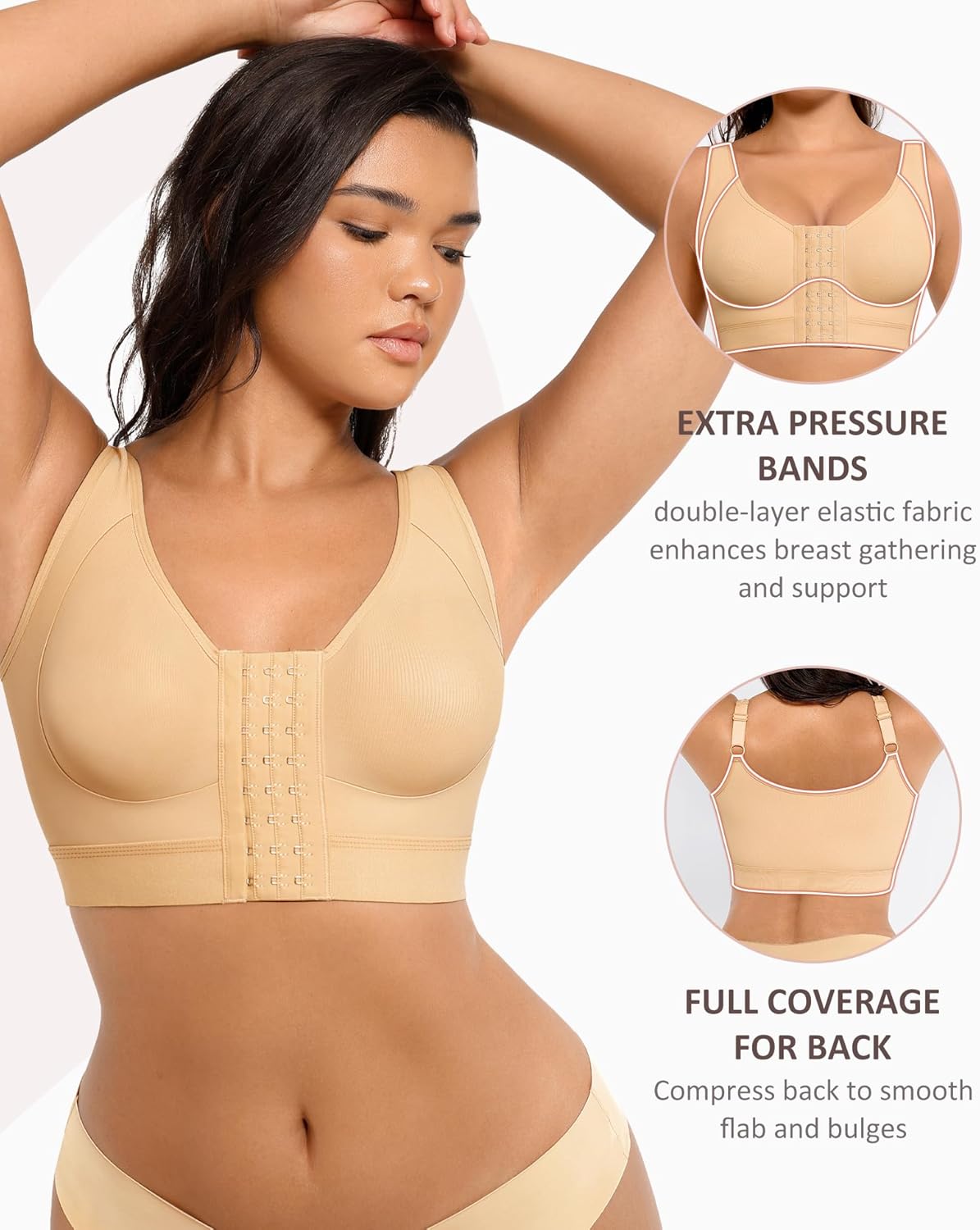 Post Surgery Bra Front Closure Compression Bra Wirefree Mastectomy Bra - Picture 33 of 42