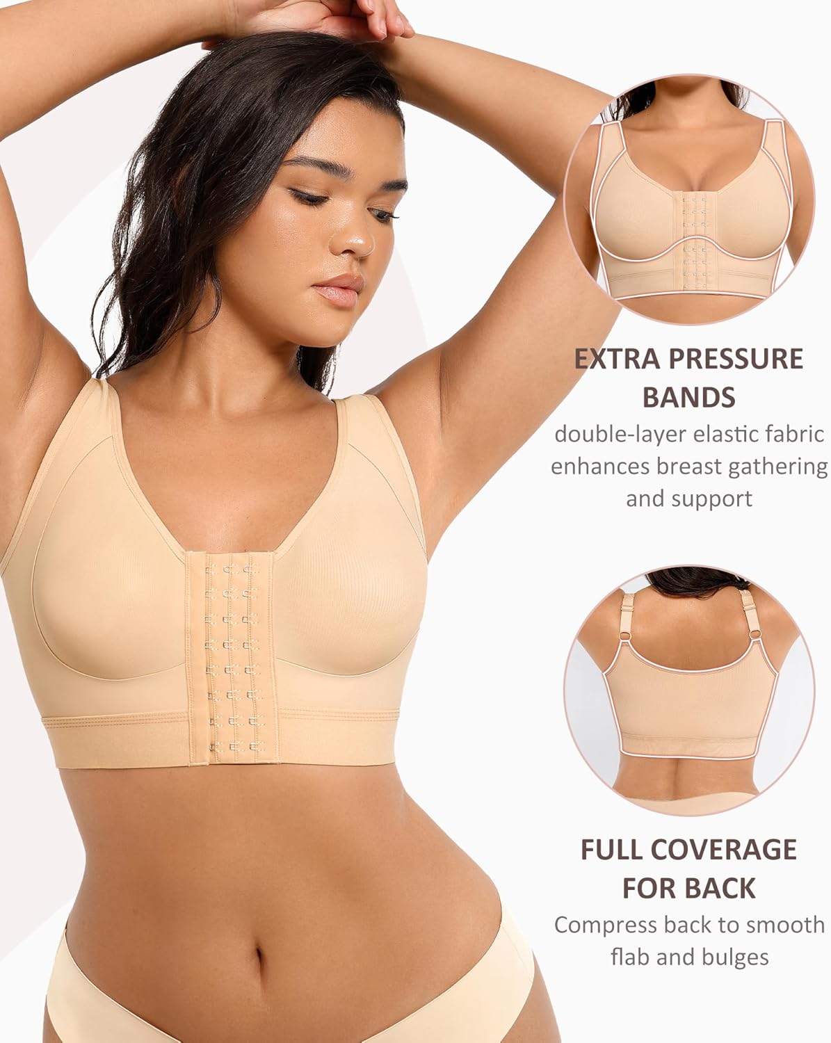 Post Surgery Bra Front Closure Compression Bra Wirefree Mastectomy Bra - Picture 39 of 42