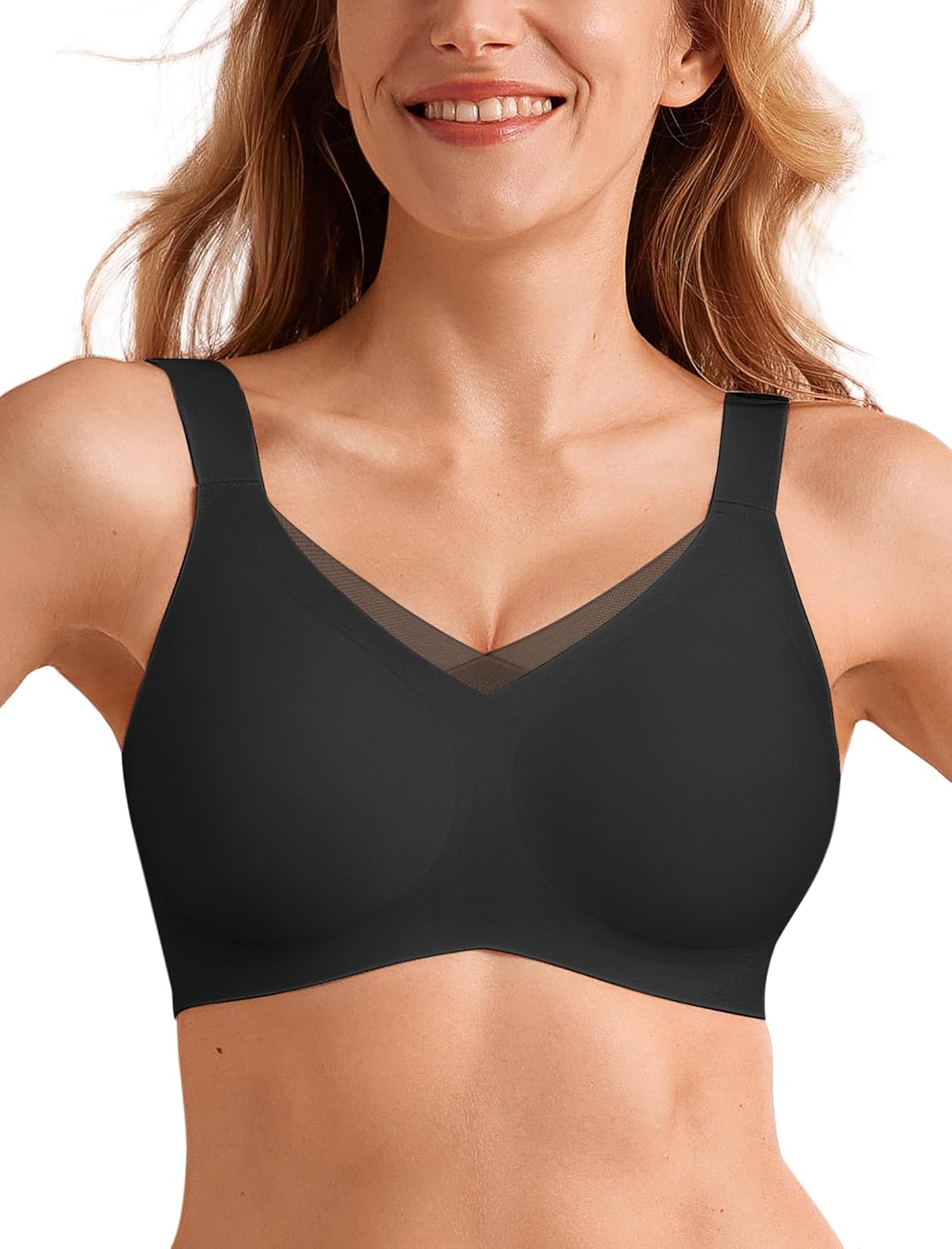 Women No Underwire Bralettes Push Up Wireless Supportive Full Coverage Bras - Picture 25 of 59