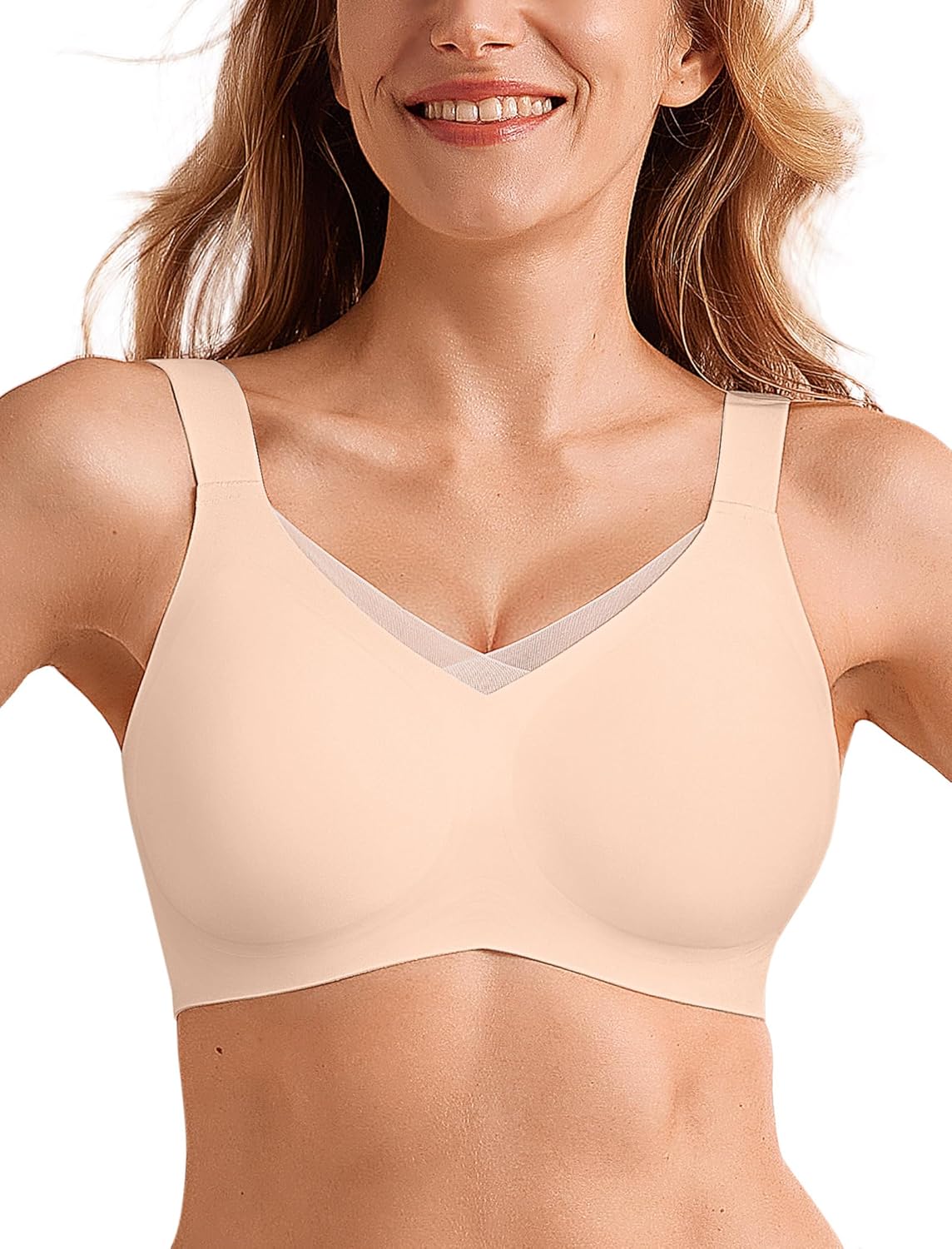 Women No Underwire Bralettes Push Up Wireless Supportive Full Coverage Bras - Picture 46 of 59