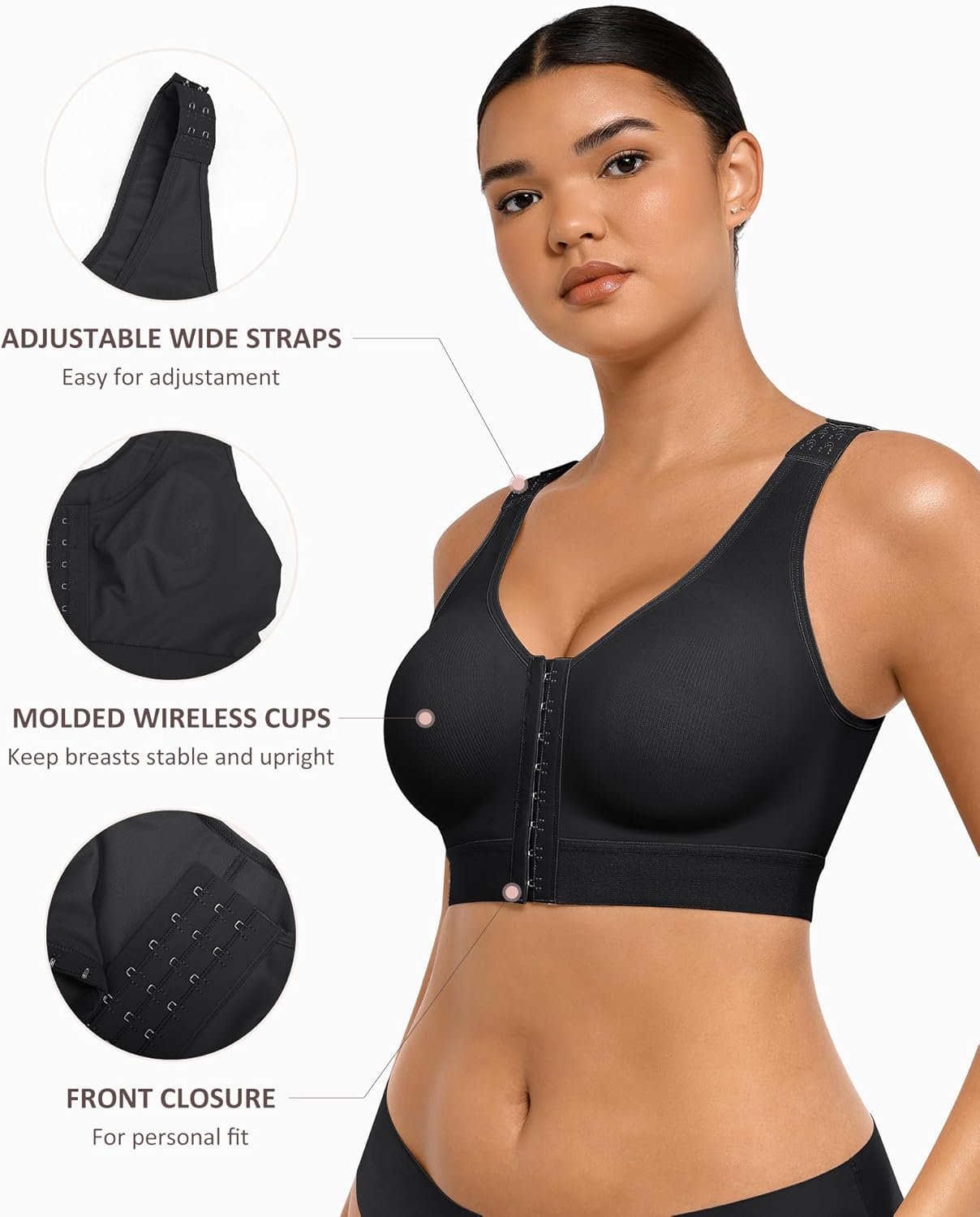 Women Post Surgery Bra Front Closure Surgical Recovery Everyday Bra Wireless Bra - Picture 23 of 39