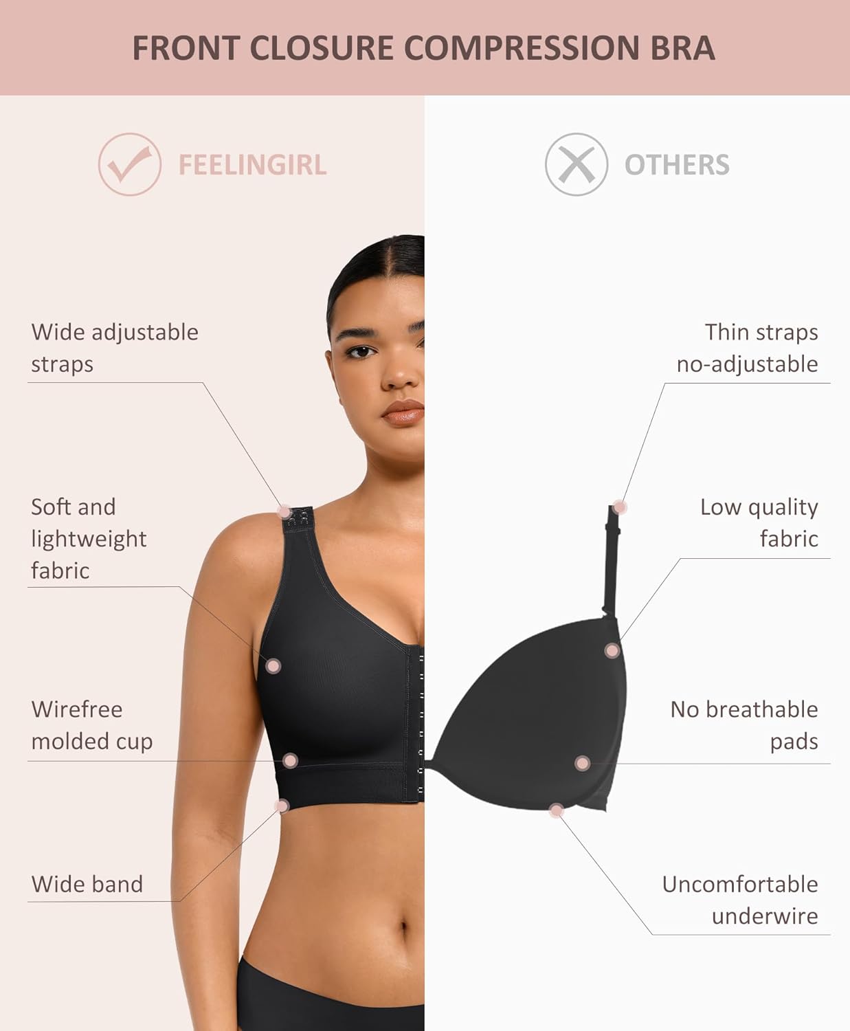 Women Post Surgery Bra Front Closure Surgical Recovery Everyday Bra Wireless Bra - Picture 25 of 39