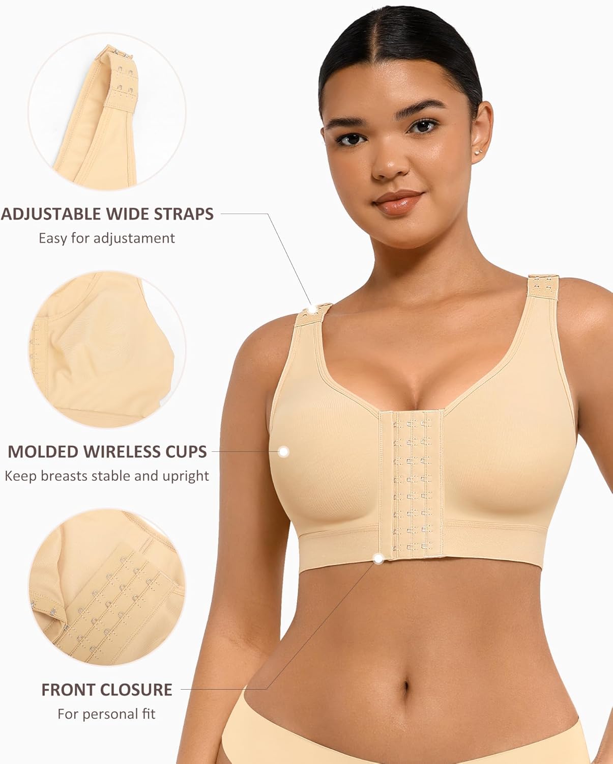Women Post Surgery Bra Front Closure Surgical Recovery Everyday Bra Wireless Bra - Picture 29 of 39