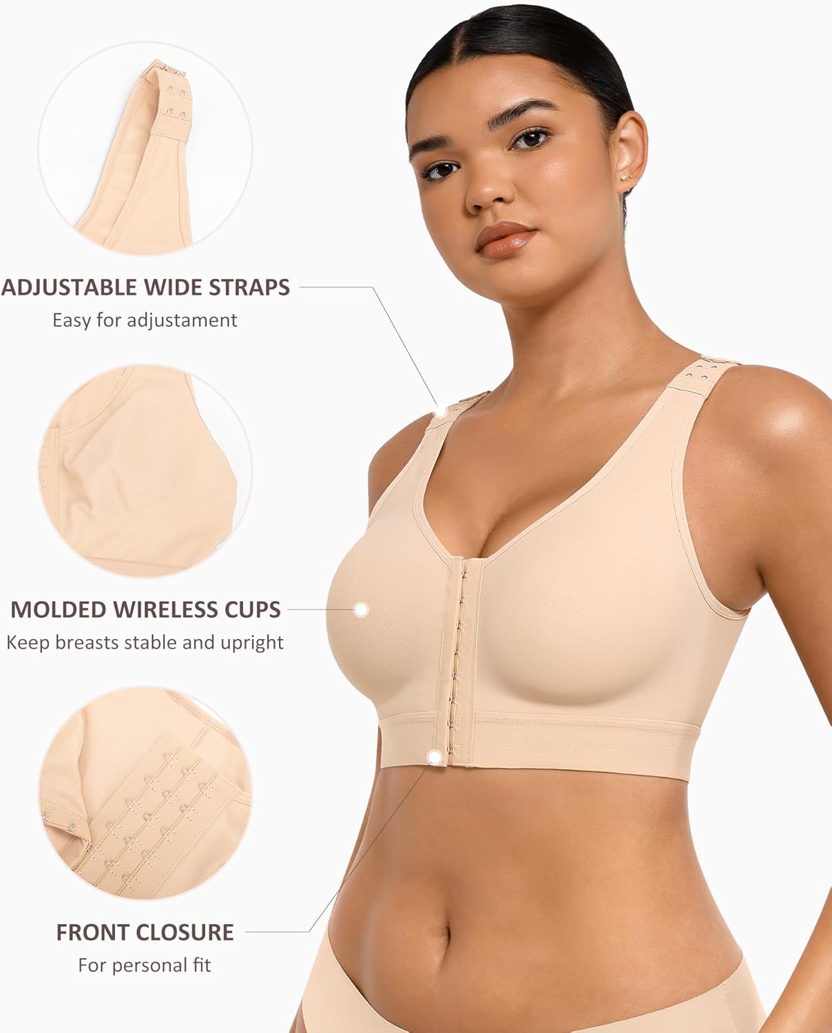 Women Post Surgery Bra Front Closure Surgical Recovery Everyday Bra Wireless Bra - Picture 35 of 39