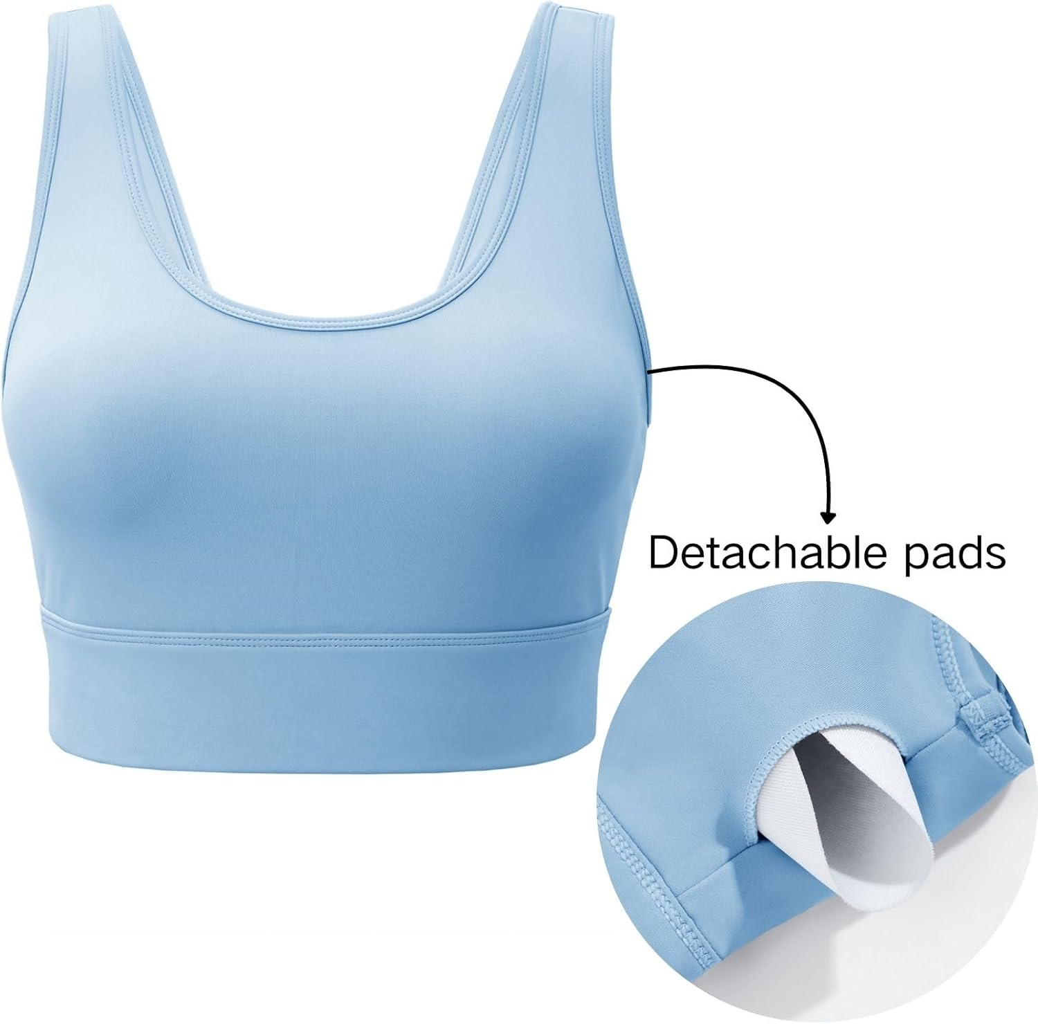 Womens Sport Bras Backless Yoga Running Square Neck Wireless Padded Bra - Picture 20 of 37