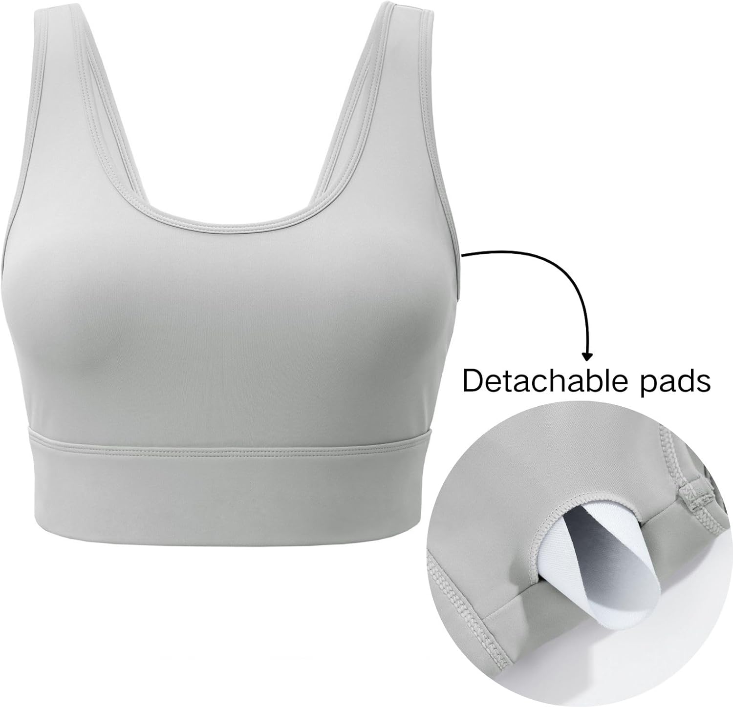 Womens Sport Bras Backless Yoga Running Square Neck Wireless Padded Bra - Picture 25 of 37