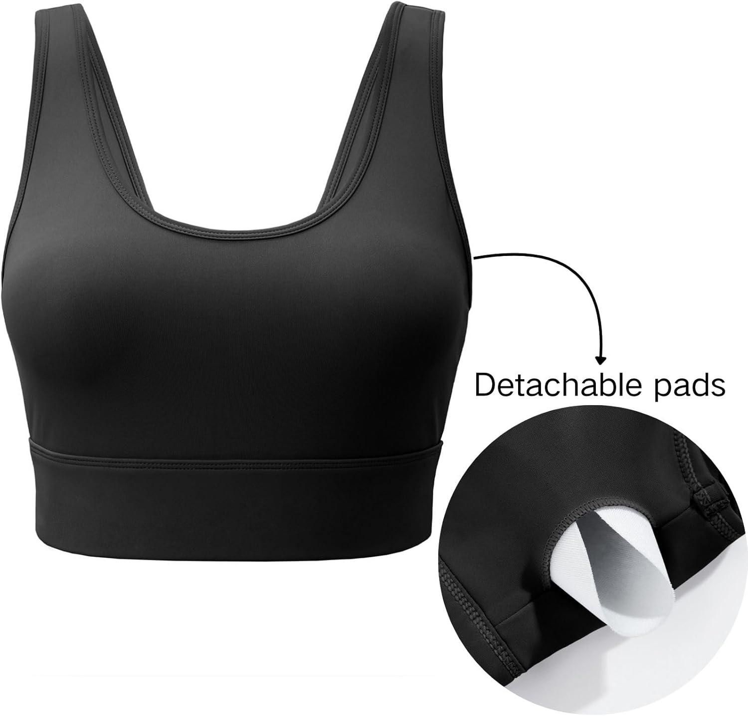 Womens Sport Bras Backless Yoga Running Square Neck Wireless Padded Bra - Picture 35 of 37