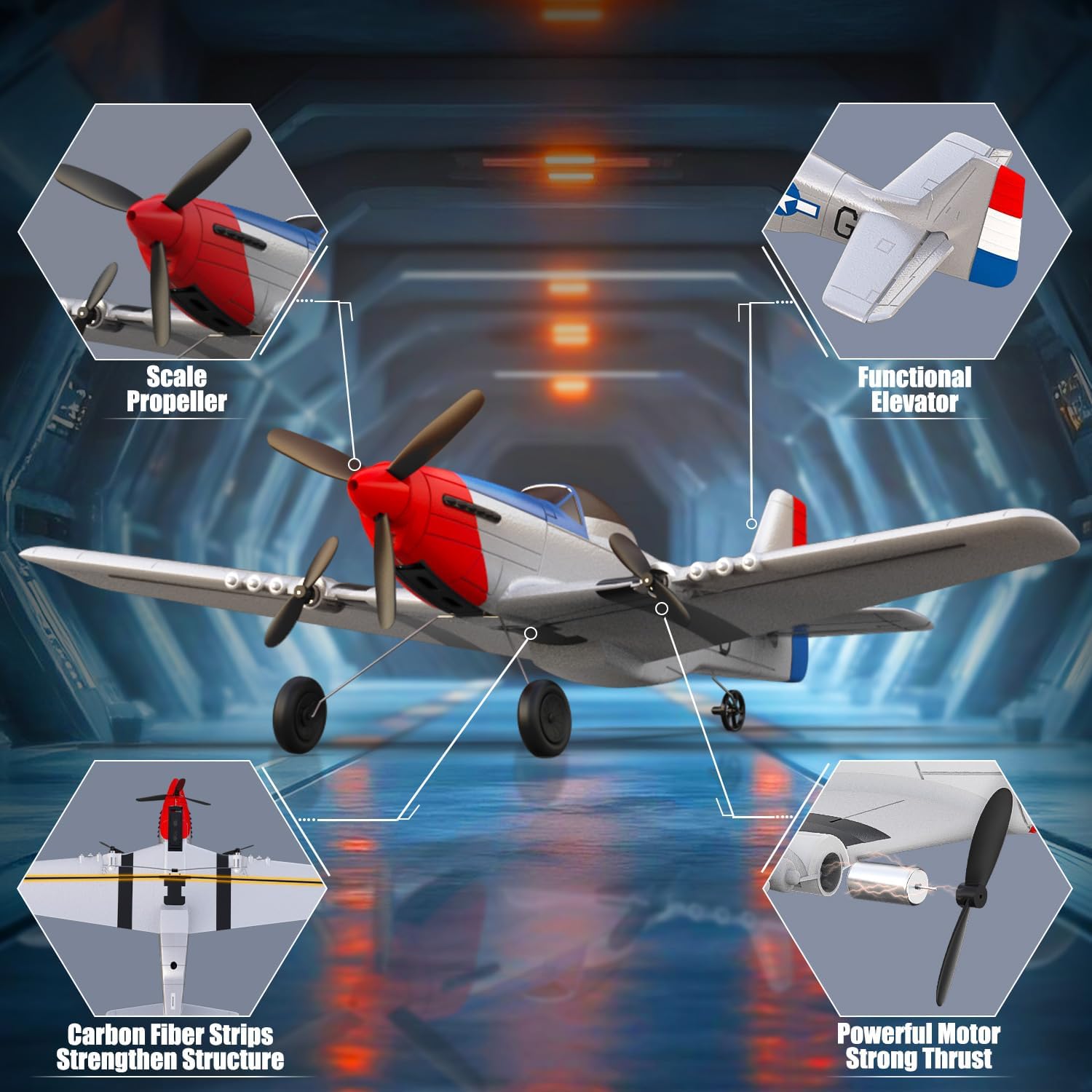 VOLANTEXRC RC Plane 3CH Remote Control Airplane Fighter Toys 2.4GHz 6-axi Glider