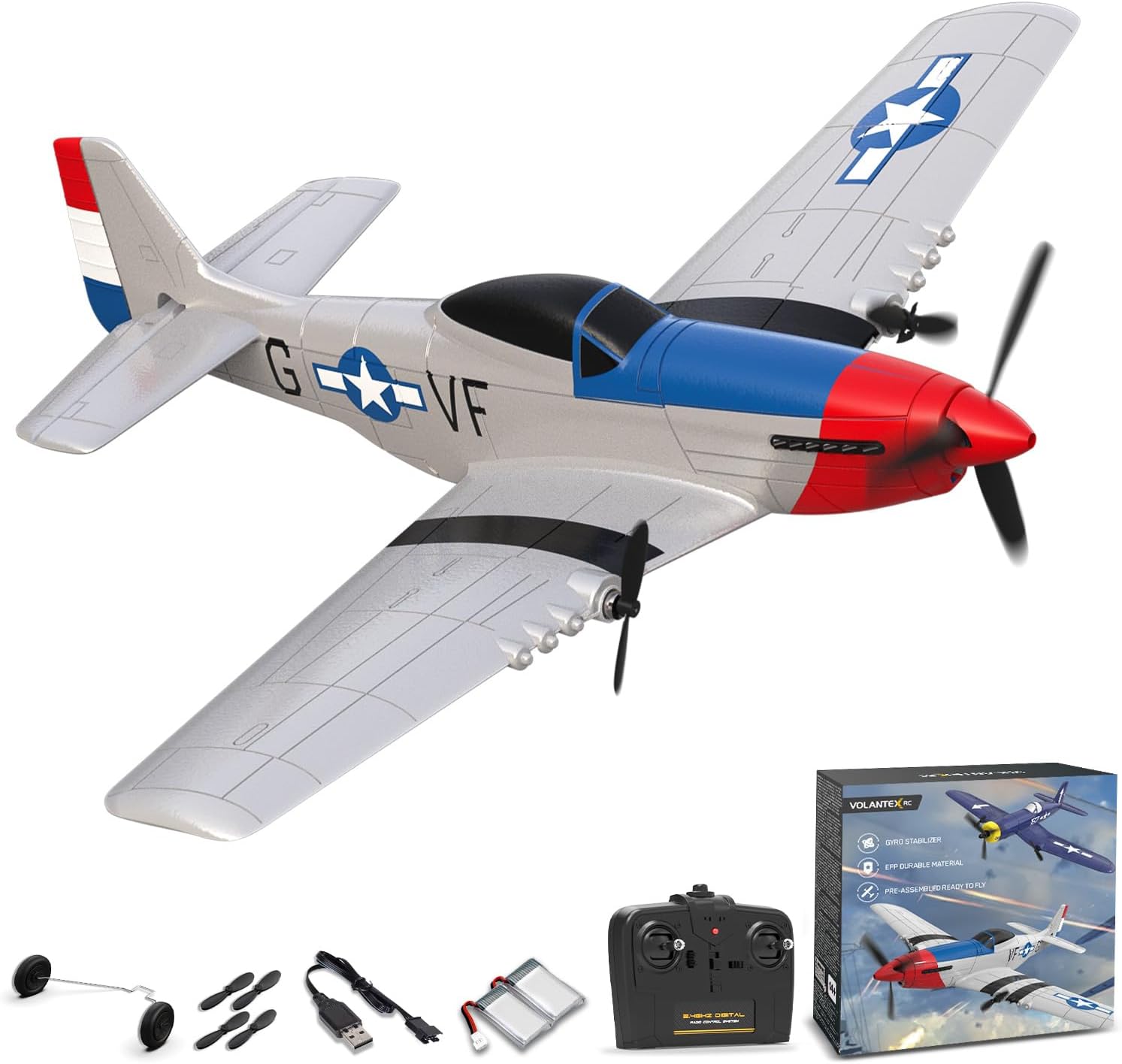 VOLANTEXRC RC Plane 3CH Remote Control Airplane Fighter Toys 2.4GHz 6-axi Glider