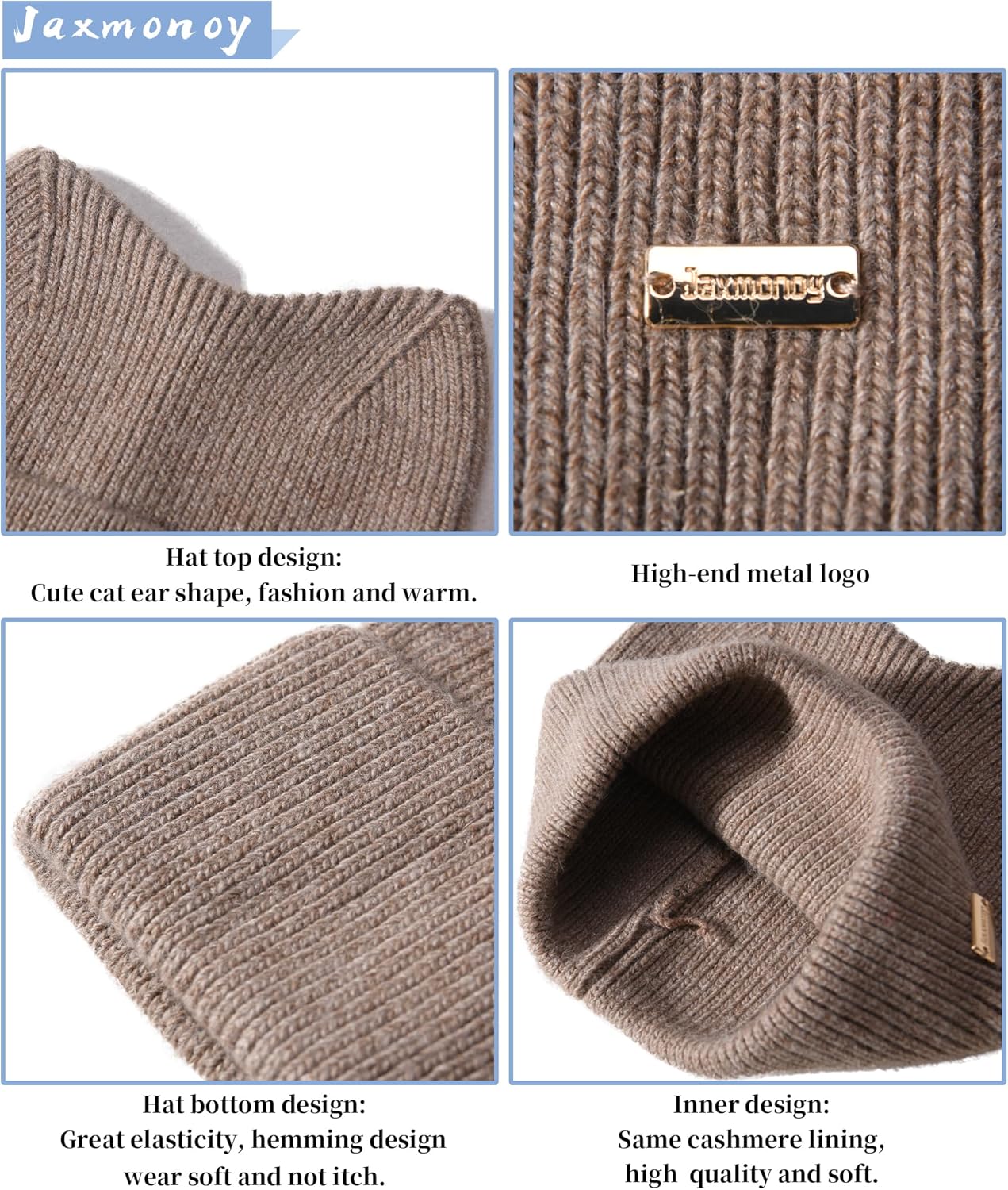 Winter Cute cat Ear Wool Beanie Hats for Women&Men Soft Warm Cashmere Knit Hat - Picture 33 of 46