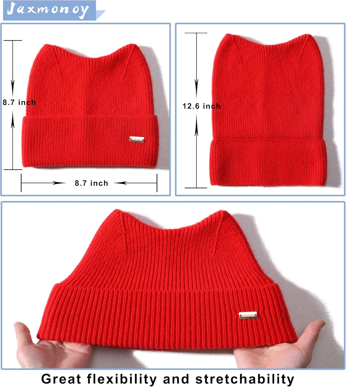 Winter Cute cat Ear Wool Beanie Hats for Women&Men Soft Warm Cashmere Knit Hat - Picture 45 of 46