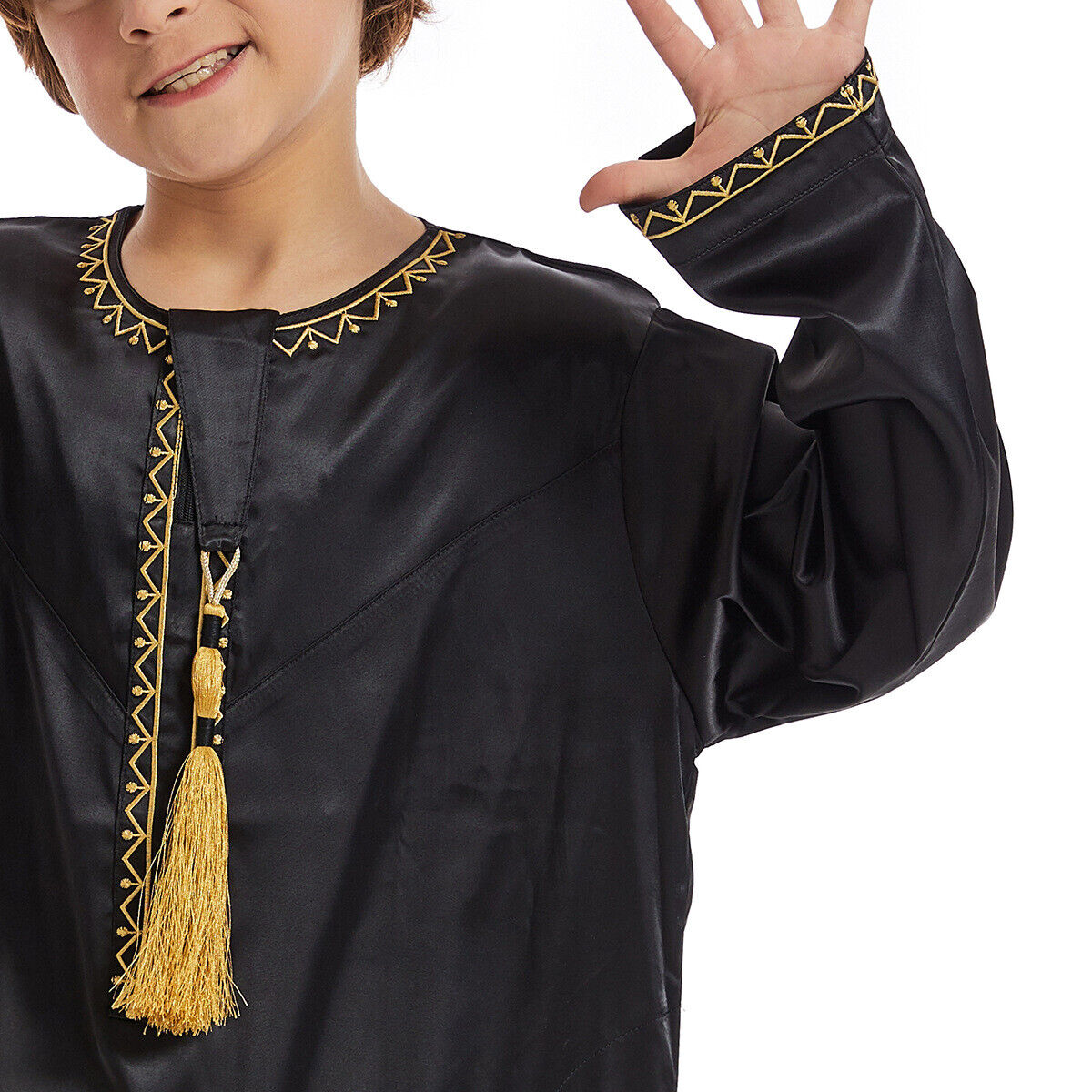 Muslim Boy Long Robe Children Tassels Dress Abaya Kids Eid Kaftan Clothes Burqa - Picture 27 of 58
