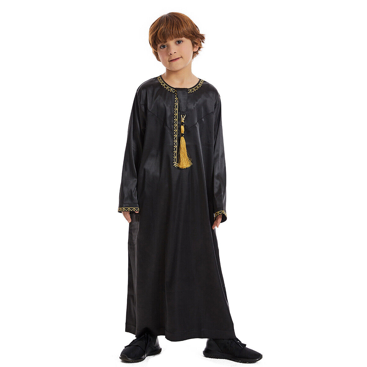 Muslim Boy Long Robe Children Tassels Dress Abaya Kids Eid Kaftan Clothes Burqa - Picture 28 of 58
