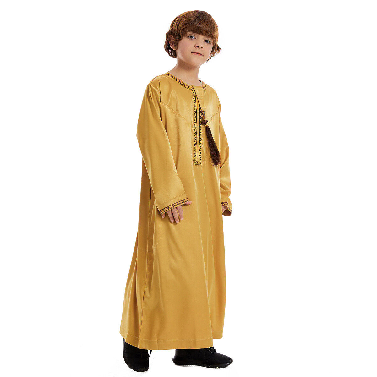 Muslim Boy Long Robe Children Tassels Dress Abaya Kids Eid Kaftan Clothes Burqa - Picture 38 of 58