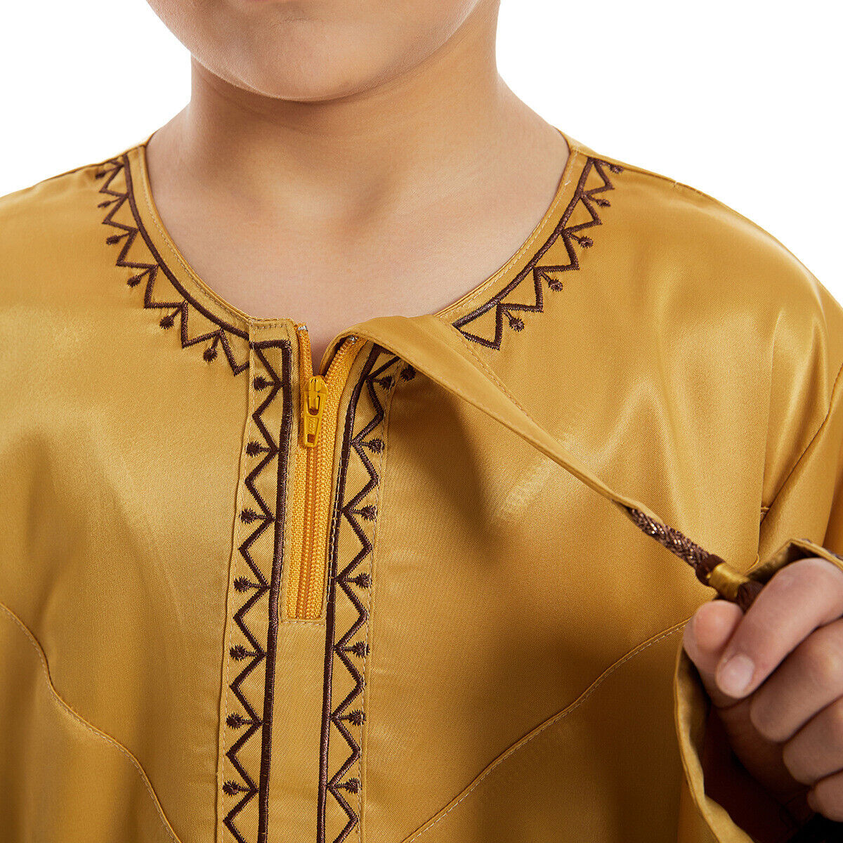 Muslim Boy Long Robe Children Tassels Dress Abaya Kids Eid Kaftan Clothes Burqa - Picture 40 of 58