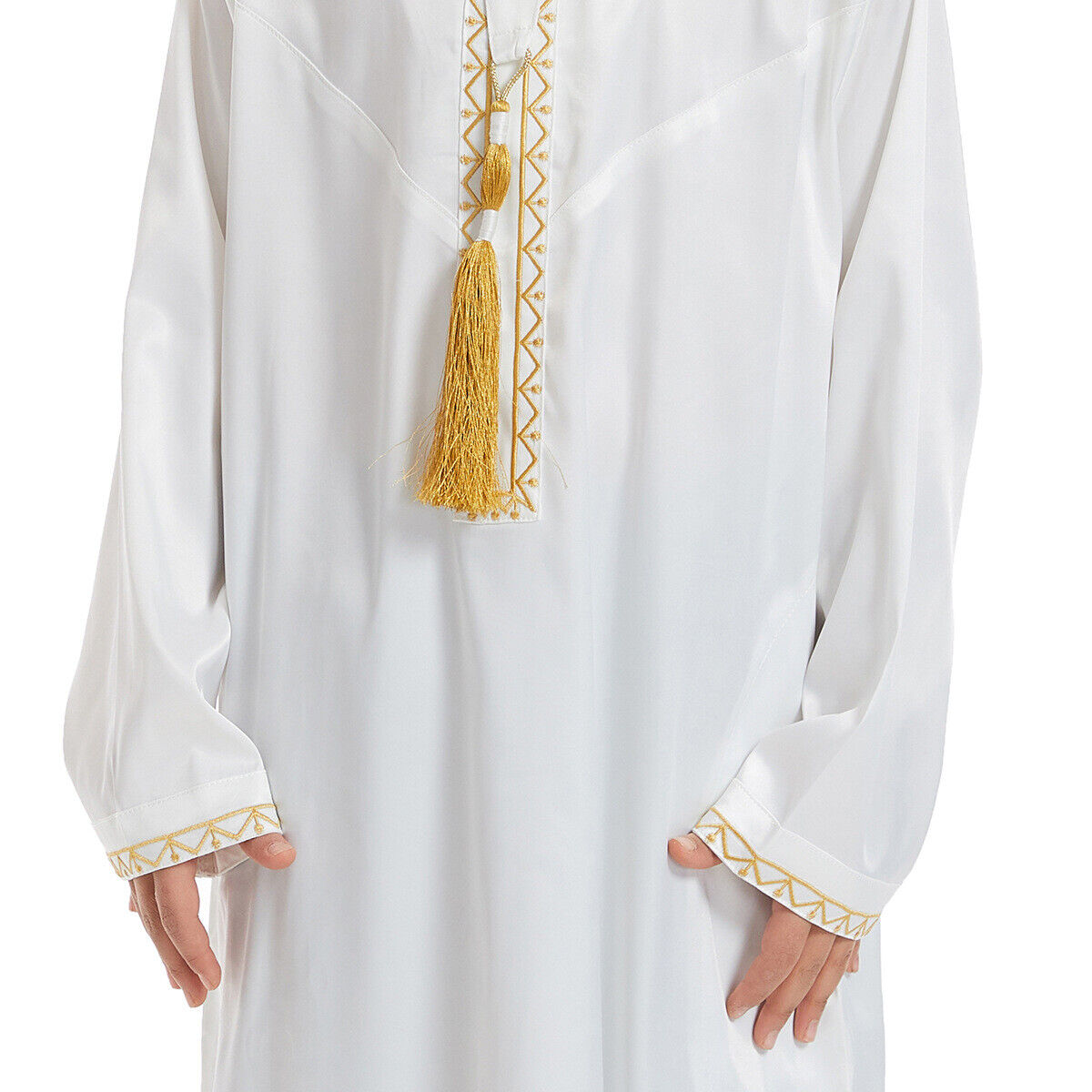Muslim Boy Long Robe Children Tassels Dress Abaya Kids Eid Kaftan Clothes Burqa - Picture 55 of 58