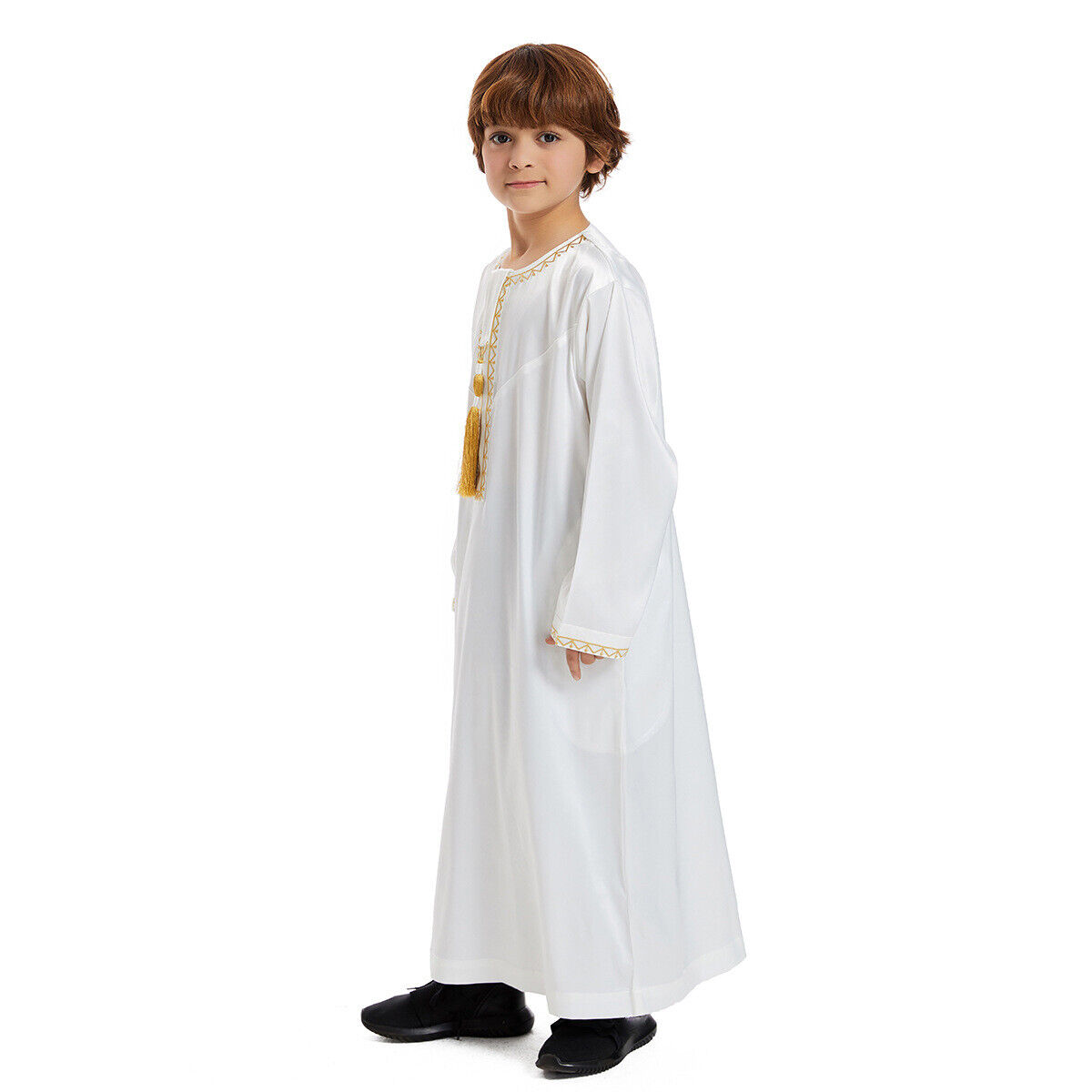 Muslim Boy Long Robe Children Tassels Dress Abaya Kids Eid Kaftan Clothes Burqa - Picture 56 of 58