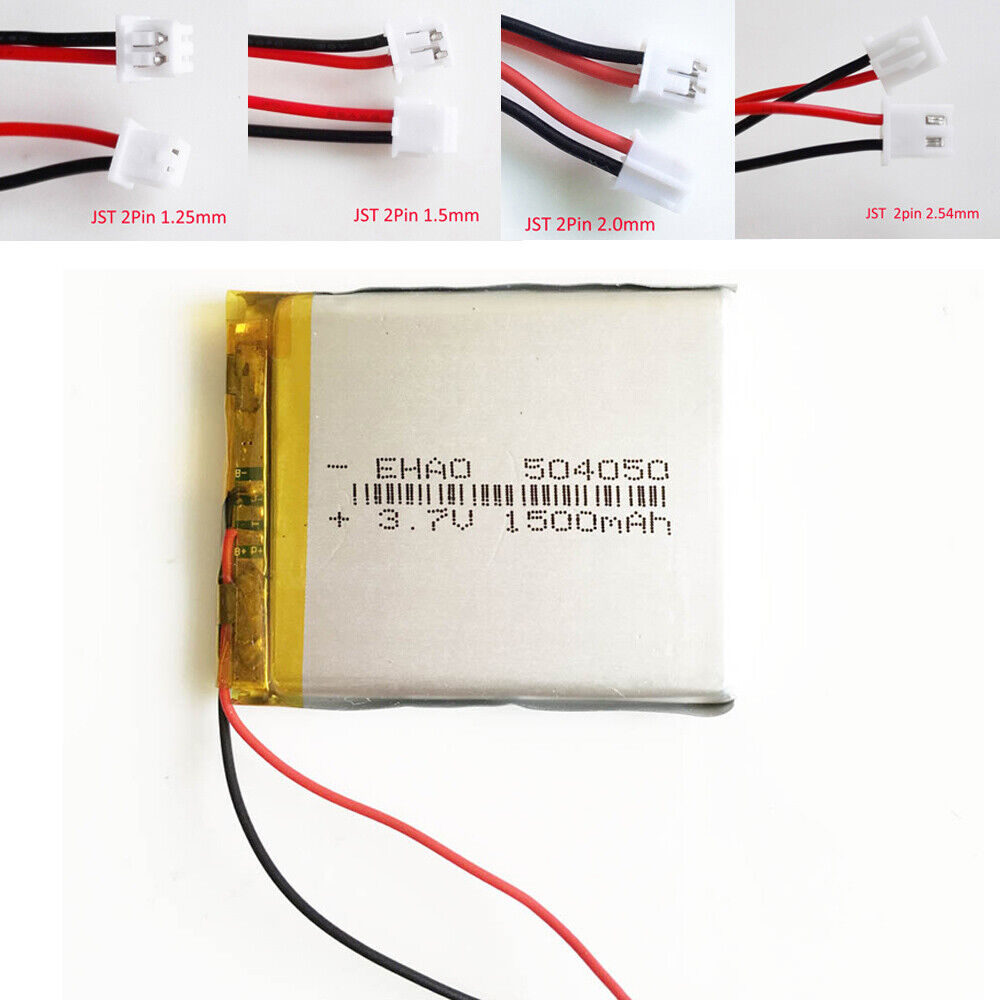 3.7V 1500mAh Lipo Battery + JST 2pin connector for mp3 Cell Phone Camera 504050