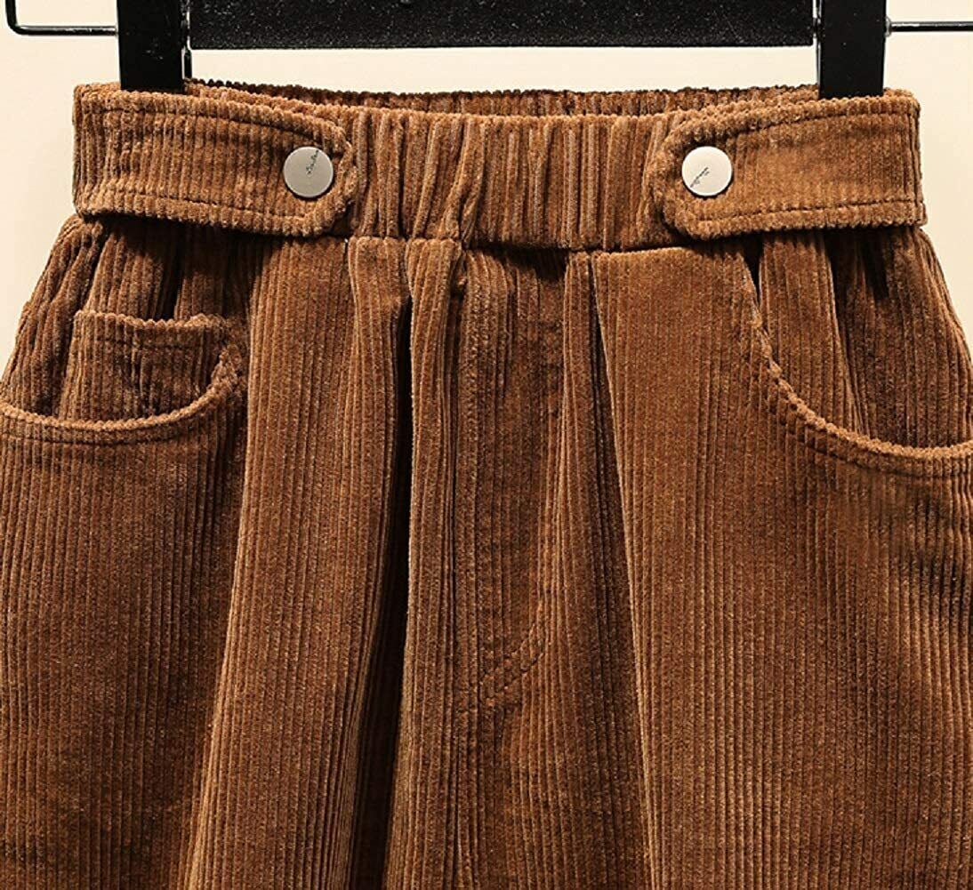 Plus Size Corduroy A-Line Midi Skirt Elastic Waist Ruffle Winter Long - Picture 19 of 20