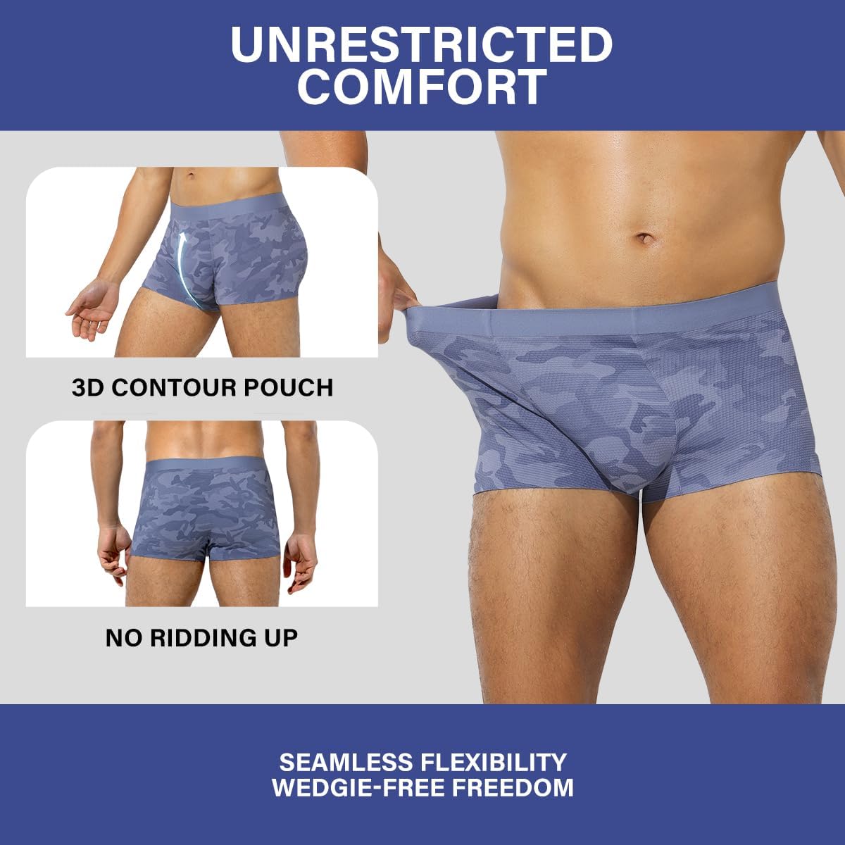 3 Pack Mens Trunks Underwear Silky Breathable Boxer Briefs Comfortable Underwear - Picture 38 of 40