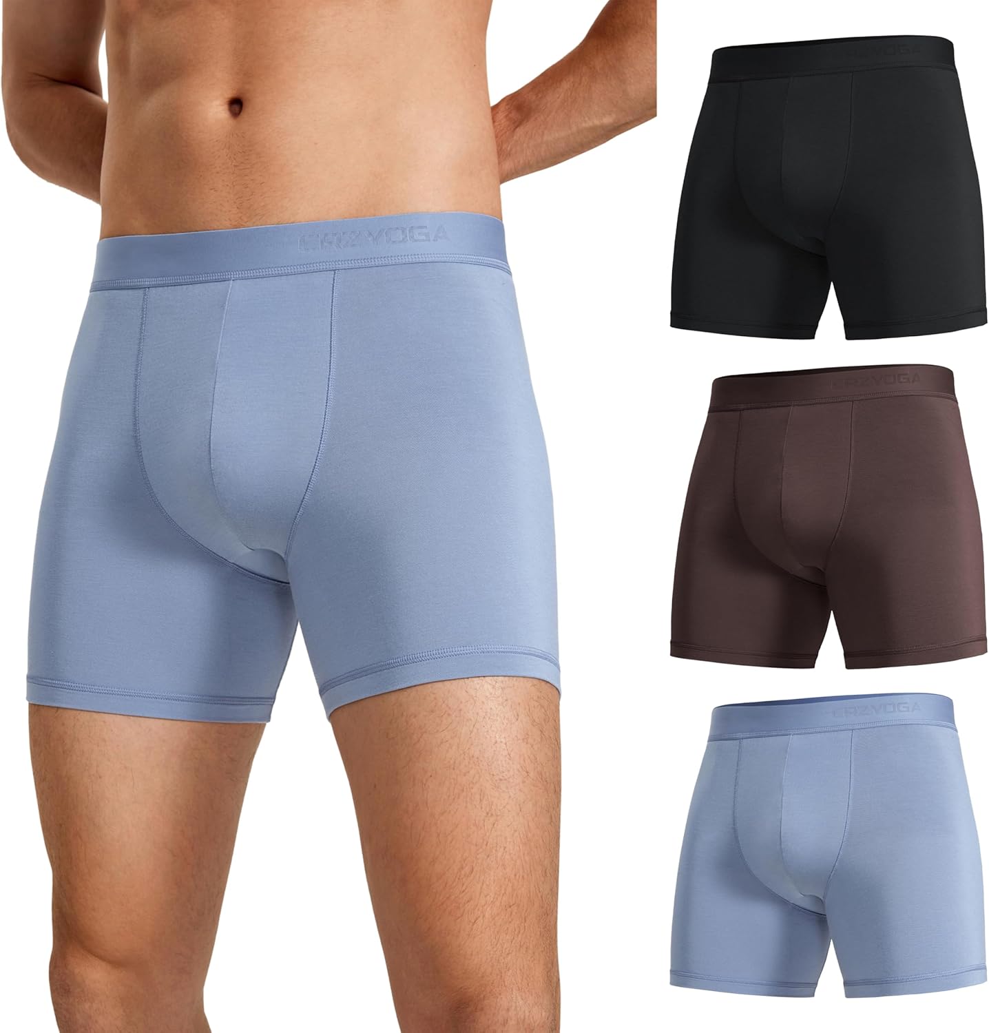 3-Pack Men's Ultra-Soft Modal Double Lined Boxer Briefs Breathable Underwear - Picture 26 of 29