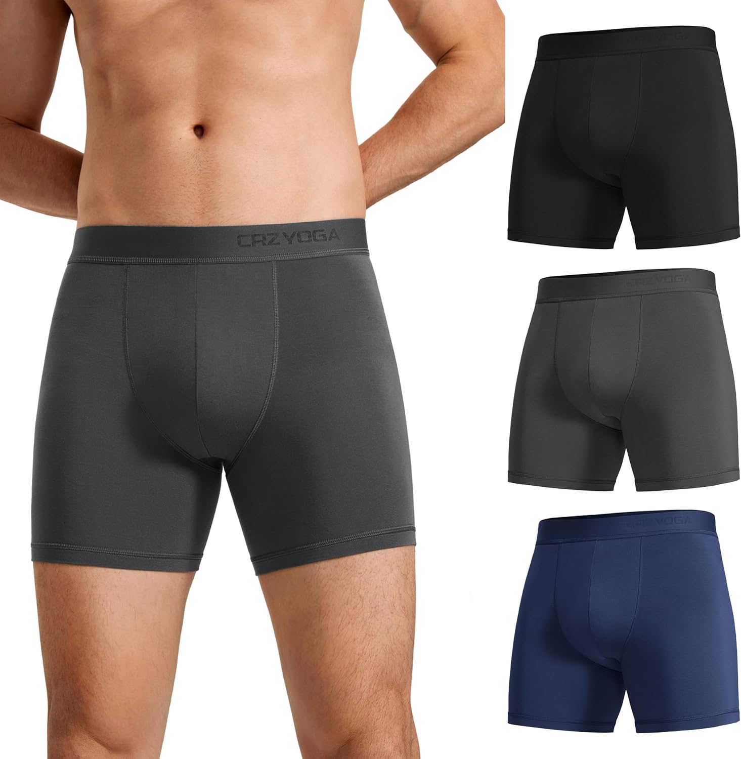 3-Pack Men's Ultra-Soft Modal Double Lined Boxer Briefs Breathable Underwear - Picture 28 of 29