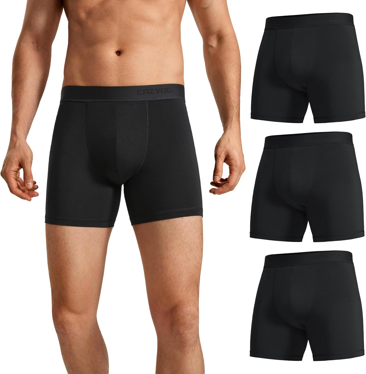 3-Pack Men's Ultra-Soft Modal Double Lined Boxer Briefs Breathable Underwear - Picture 29 of 29