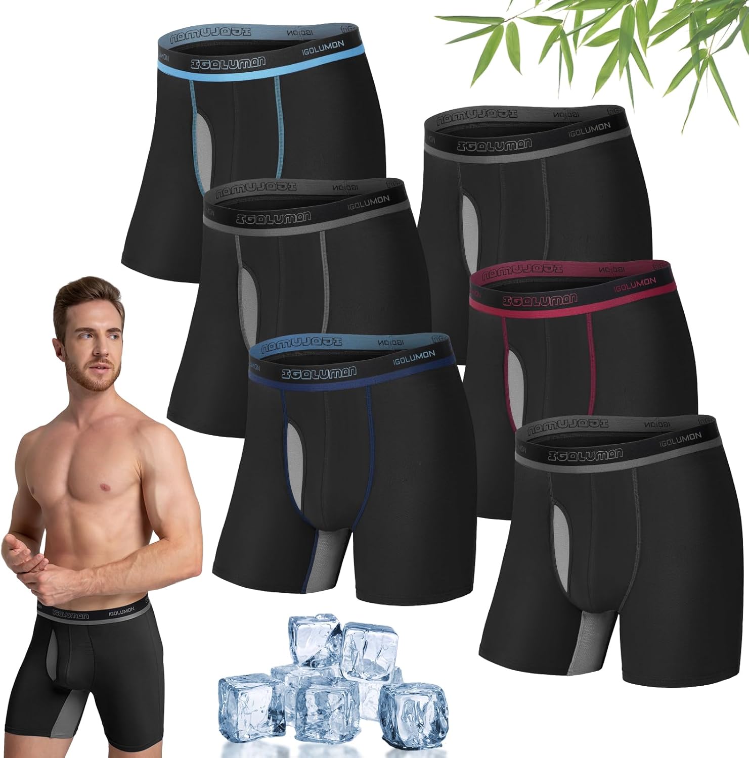 6 Pack Mens Underwear Boxers Bamboo Rayon Breathable Soft Boxer Briefs - Picture 30 of 30