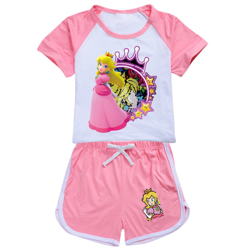 2024Kinder Shorts T-Shirt Set Loungewear Tuta da Allenamento Regalo Pigiama T-Shirt - Foto 26 di 32