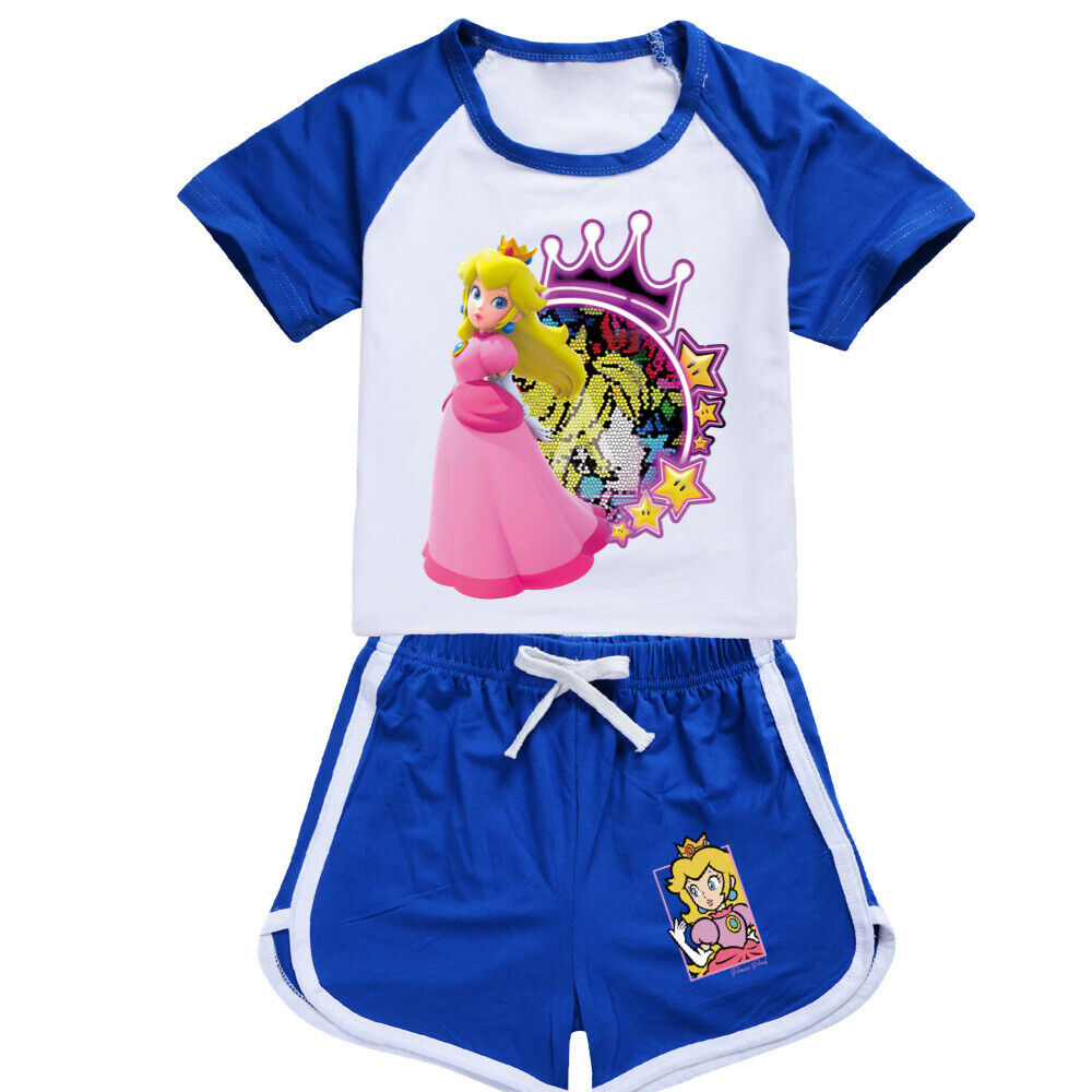 2024Kinder Shorts T-Shirt Set Loungewear Tuta da Allenamento Regalo Pigiama T-Shirt - Foto 27 di 32
