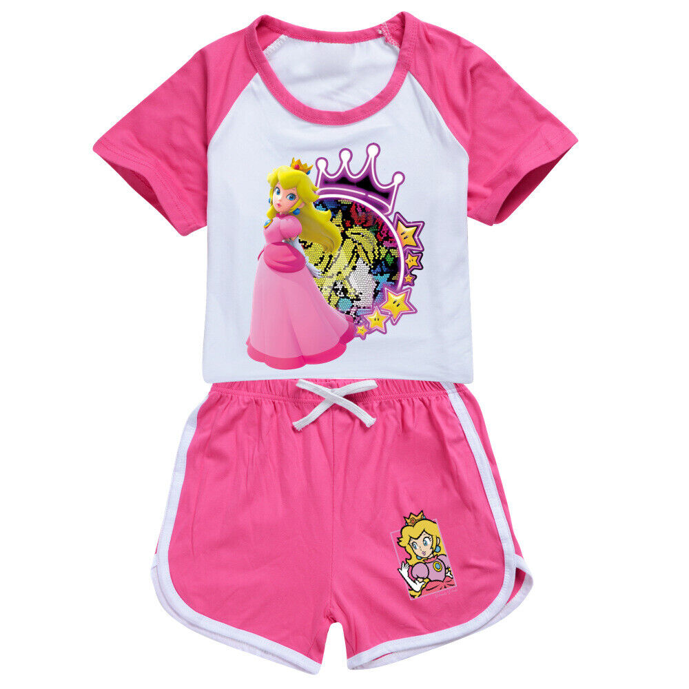 2024Kinder Shorts T-Shirt Set Loungewear Tuta da Allenamento Regalo Pigiama T-Shirt - Foto 28 di 32
