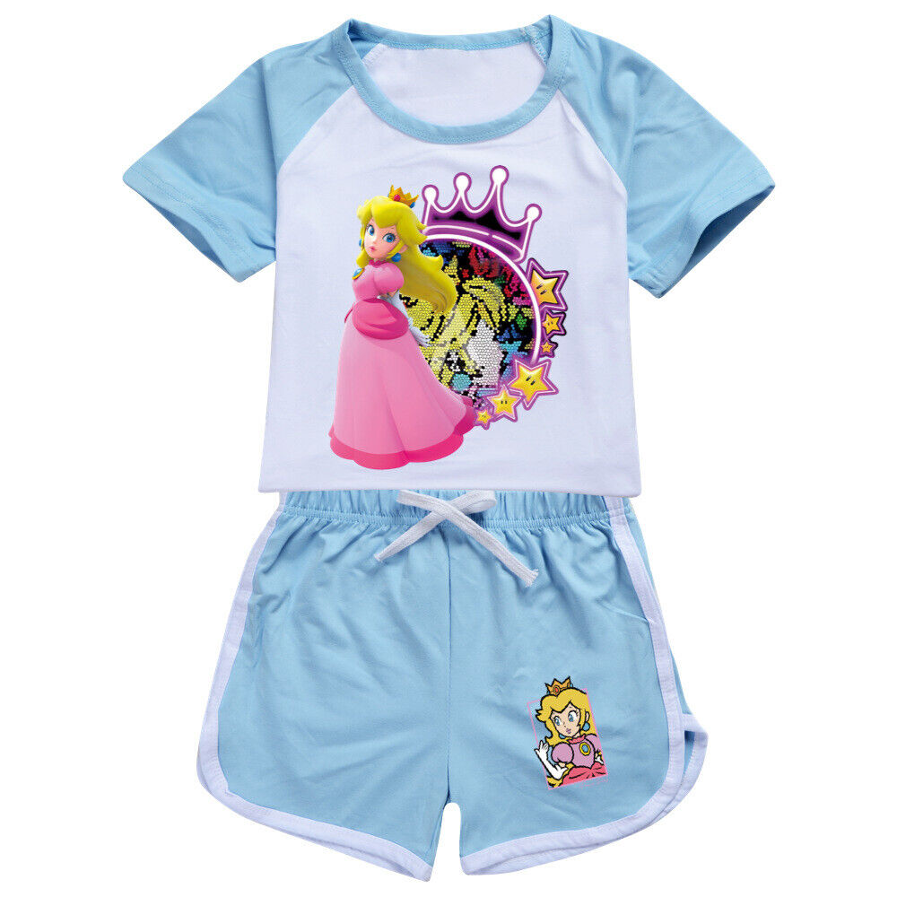 2024Kinder Shorts T-Shirt Set Loungewear Tuta da Allenamento Regalo Pigiama T-Shirt - Foto 32 di 32
