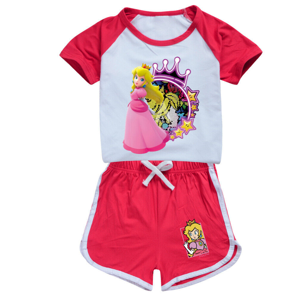 2024Kinder Shorts T-Shirt Set Loungewear Tuta da Allenamento Regalo Pigiama T-Shirt - Foto 25 di 32