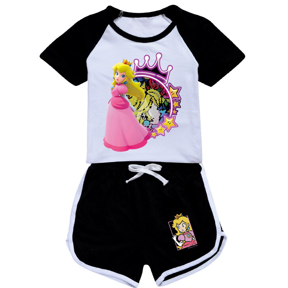 2024Kinder Shorts T-Shirt Set Loungewear Tuta da Allenamento Regalo Pigiama T-Shirt - Foto 29 di 32