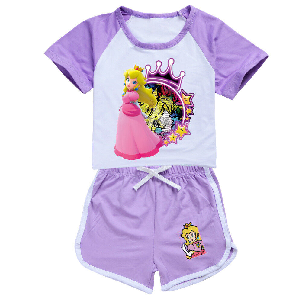 2024Kinder Shorts T-Shirt Set Loungewear Tuta da Allenamento Regalo Pigiama T-Shirt - Foto 30 di 32
