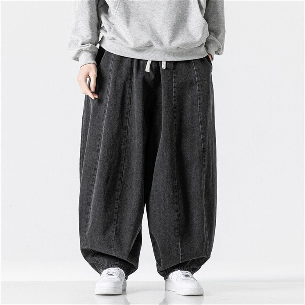 Mens Baggy Jeans Straight Denim Pants Casual Stretch Hip Hop Wide Leg Trousers - Picture 12 of 14
