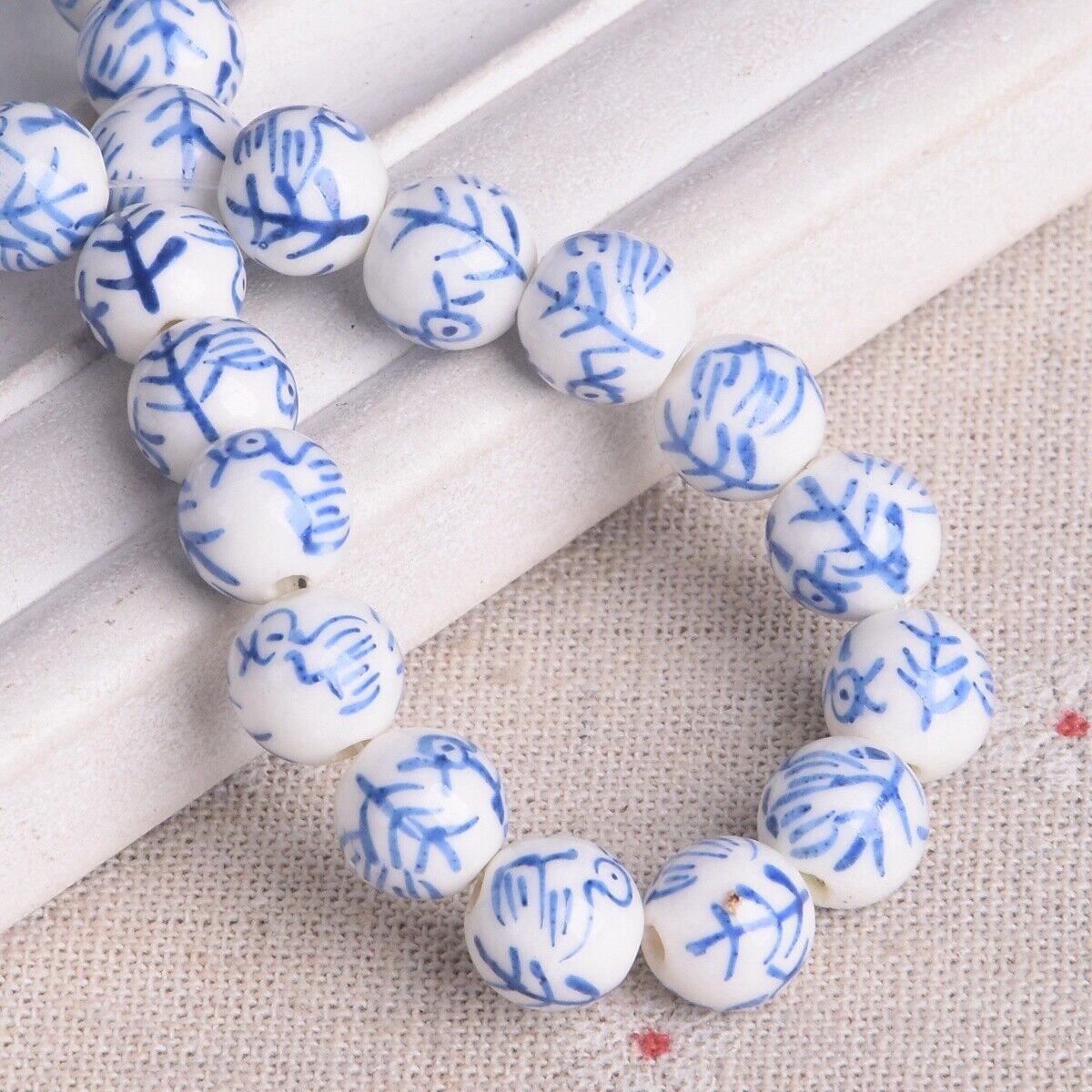 10pcs Hand Painted Flower Round 10mm Handmade Ceramic Porcelain Loose Beads Lot - Picture 20 of 24