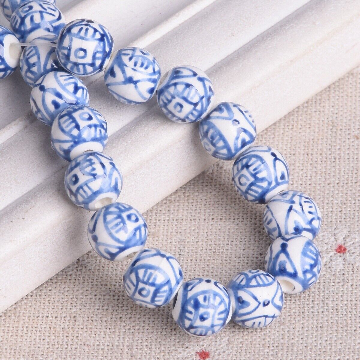 10pcs Hand Painted Flower Round 10mm Handmade Ceramic Porcelain Loose Beads Lot - Picture 21 of 24