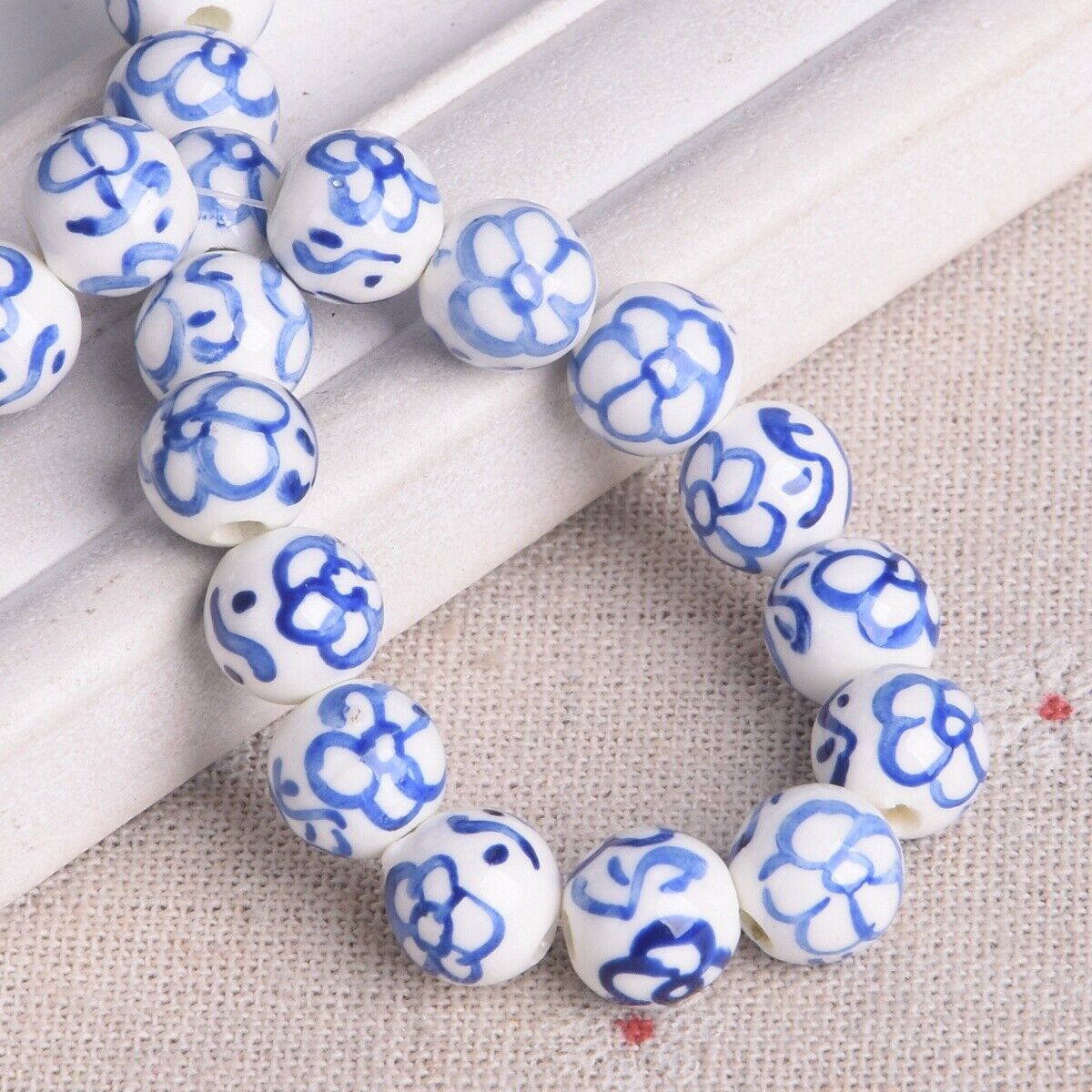 10pcs Hand Painted Flower Round 10mm Handmade Ceramic Porcelain Loose Beads Lot - Picture 23 of 24