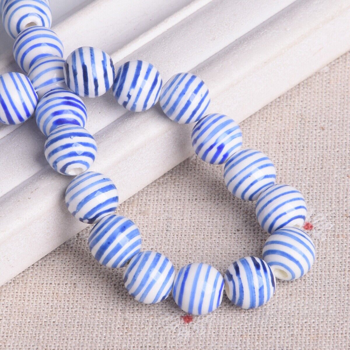 10pcs Hand Painted Flower Round 10mm Handmade Ceramic Porcelain Loose Beads Lot - Picture 24 of 24