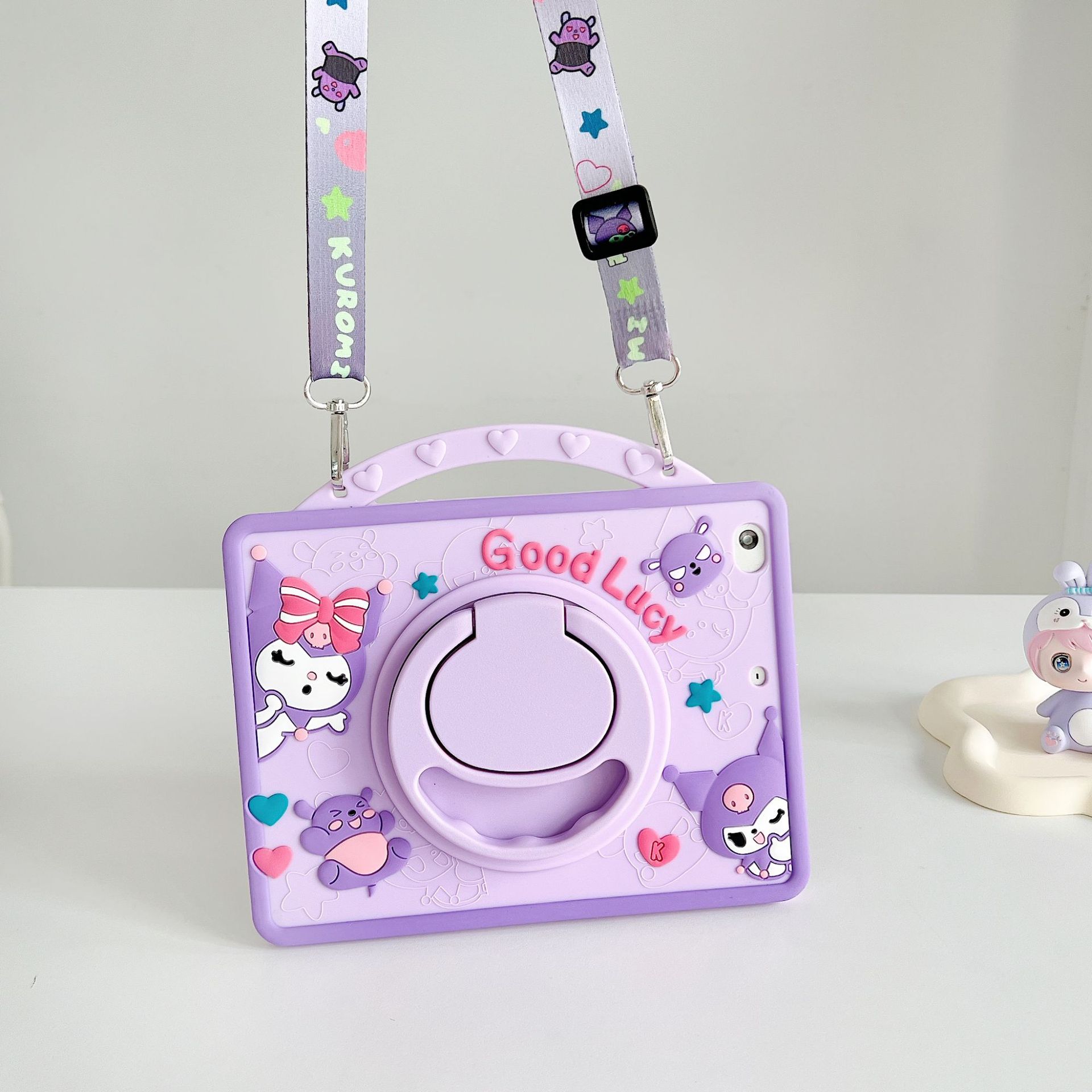 Kuromi Kids Shockproof Case Strap For iPad7/8/9/10thSamsungA7/8/9 S6 360Rotation - Picture 11 of 14