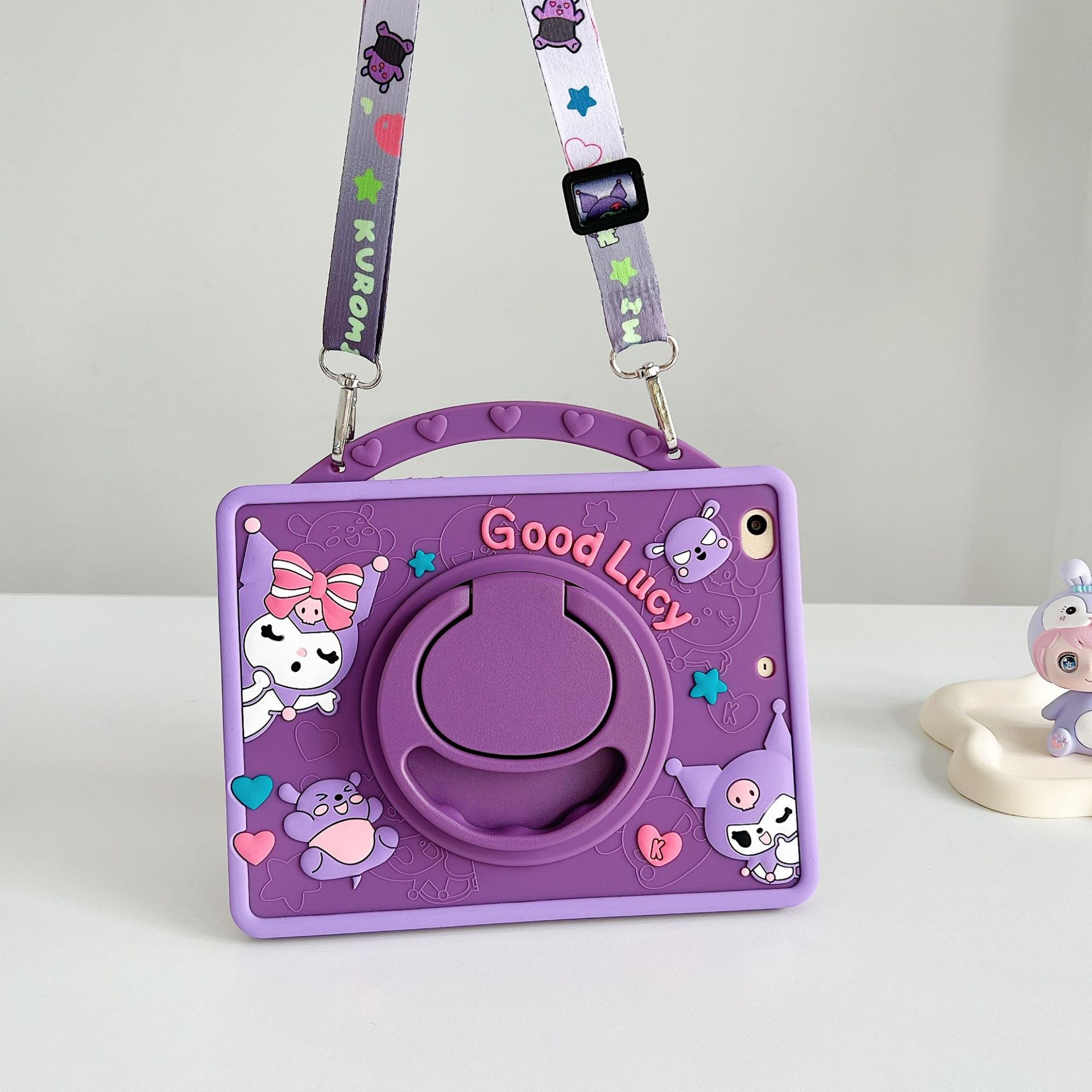 Kuromi Kids Shockproof Case Strap For iPad7/8/9/10thSamsungA7/8/9 S6 360Rotation - Picture 13 of 14