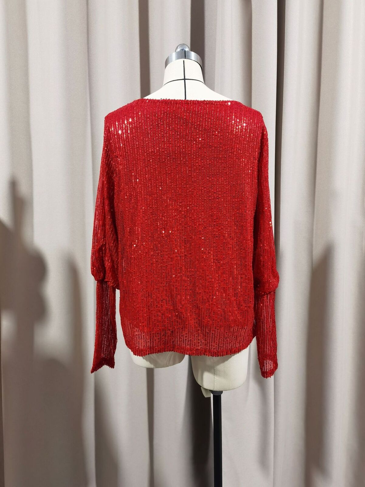 Women's Sequin Long Sleeve Round Neck Top Sparkly Blouse Christmas Shirt - Picture 28 of 36