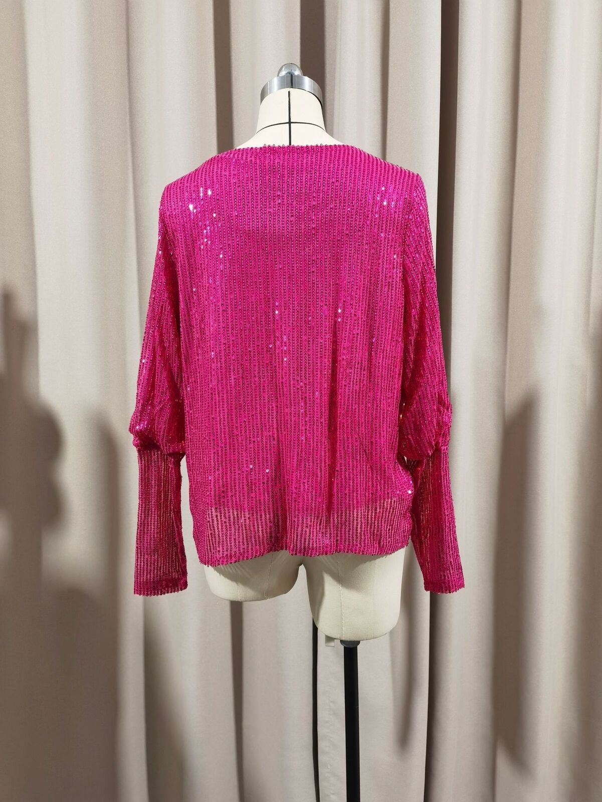 Women's Sequin Long Sleeve Round Neck Top Sparkly Blouse Christmas Shirt - Picture 32 of 36