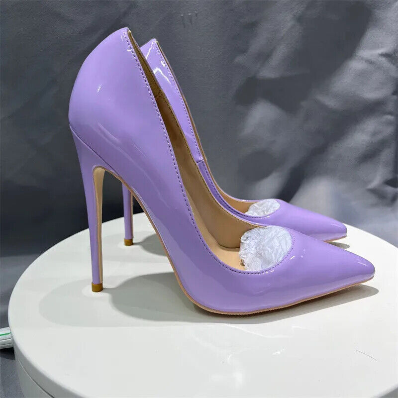 Women Patent Leather Stiletto Sexy Pumps Pointed Toe High Heels Wedding Shoes - Picture 20 of 26