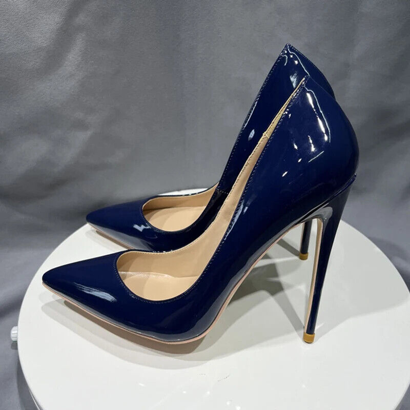 Women Patent Leather Stiletto Sexy Pumps Pointed Toe High Heels Wedding Shoes - Picture 24 of 26